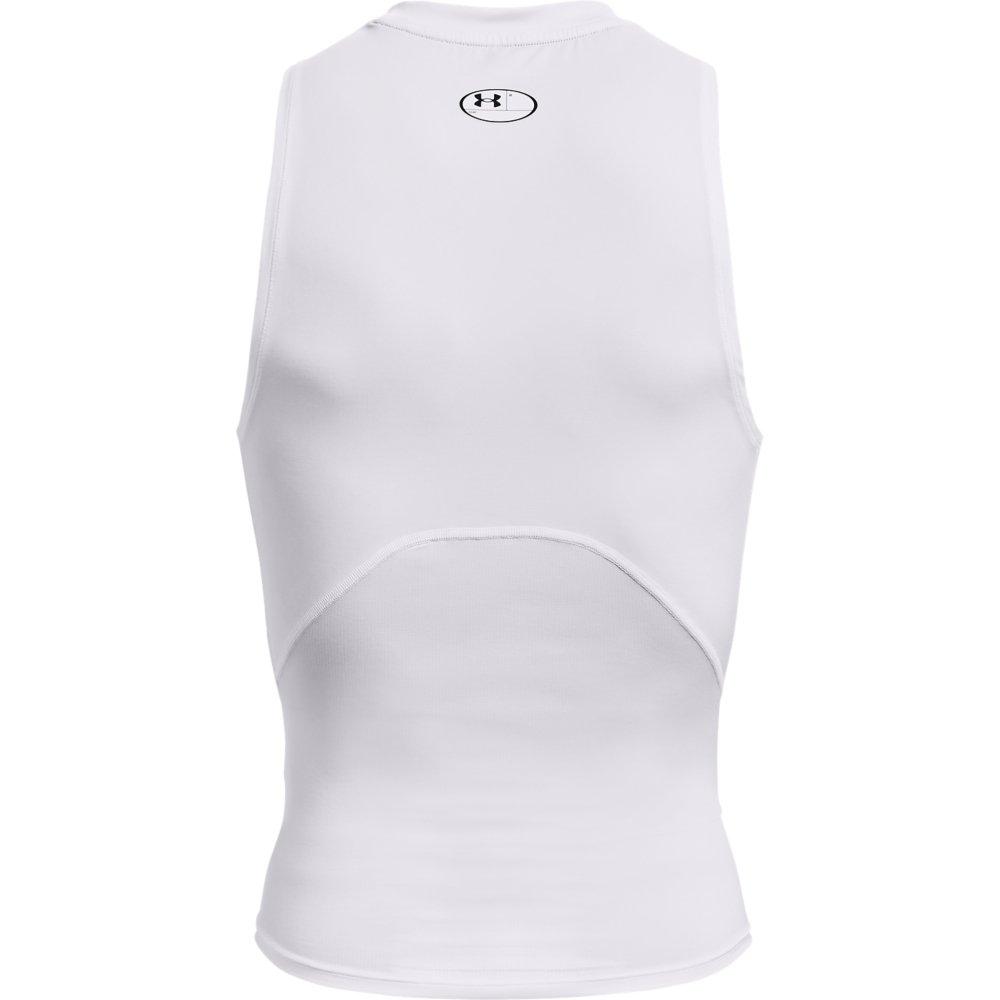 Under Armour Men's HeatGear Compression Tank Top - WHITE/BLACK Thumbnail View 5
