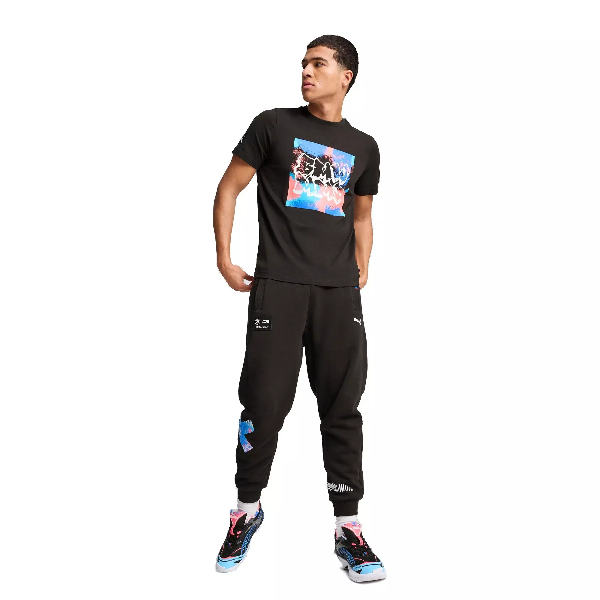 PUMA Men's BMW MMS Neon Energy Graphic Tee -Black - BLACK