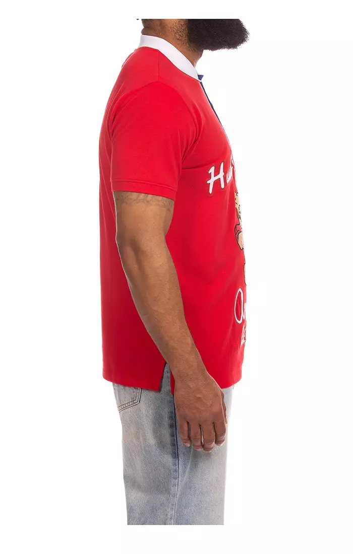 Hustle Gang Men's Urbane Short Sleeve Polo - Red/Blue - RED/BLUE