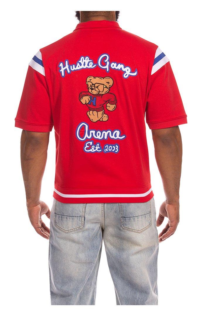 Hustle Gang Men's Working Warmup Short Sleeve Jacket - Red - RED