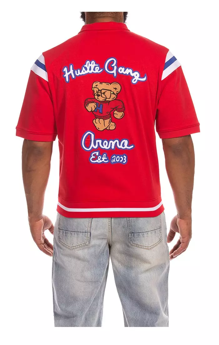 Hustle Gang Men's Working Warmup Short Sleeve Jacket - Red - RED