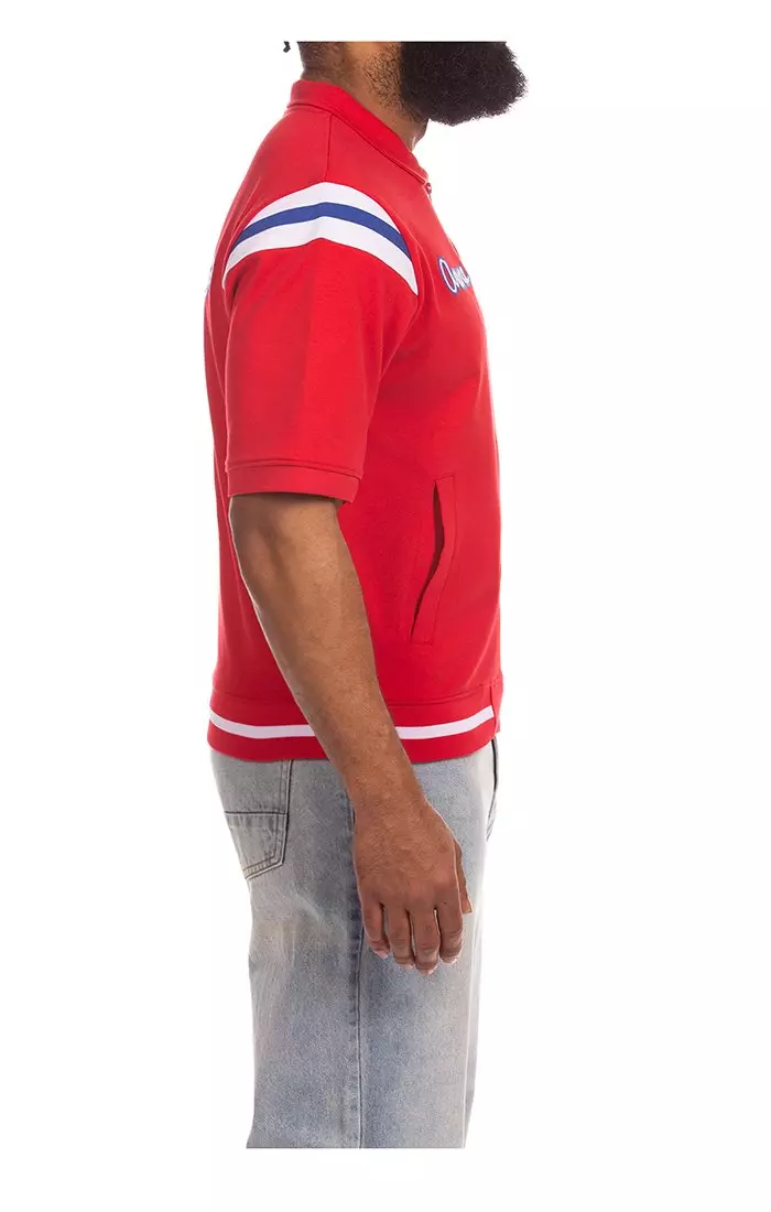 Hustle Gang Men's Working Warmup Short Sleeve Jacket - Red - RED