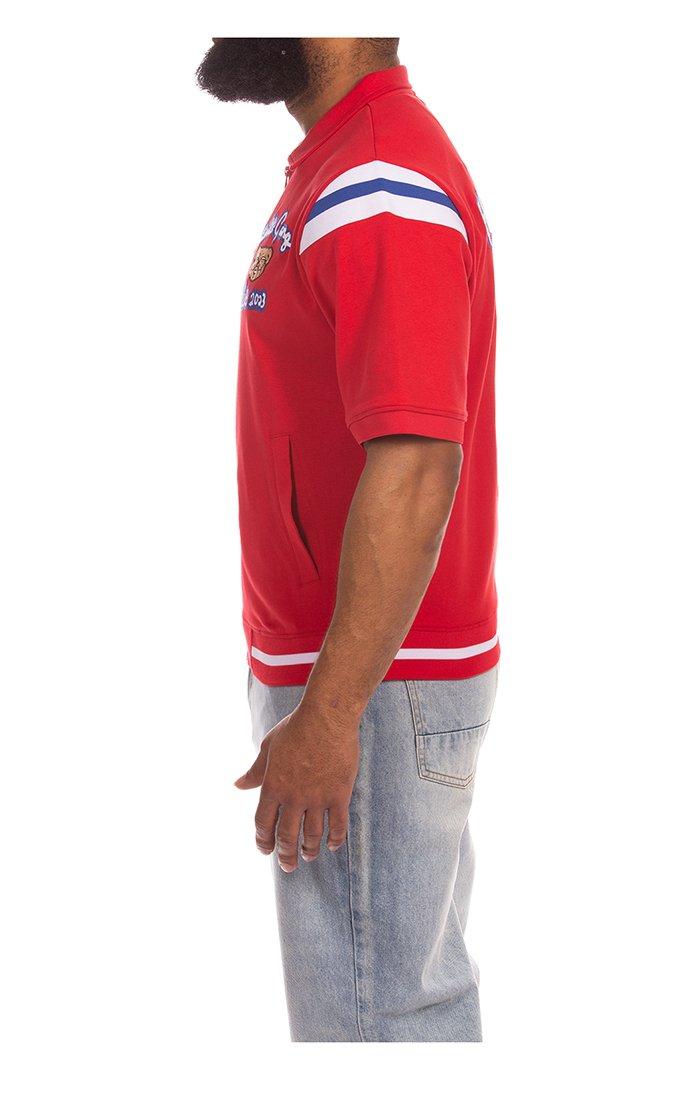Hustle Gang Men's Working Warmup Short Sleeve Jacket - Red - RED