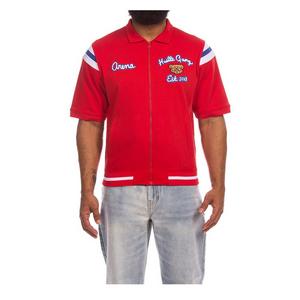 Hustle Gang Men's Working Warmup Short Sleeve Jacket - Red - RED