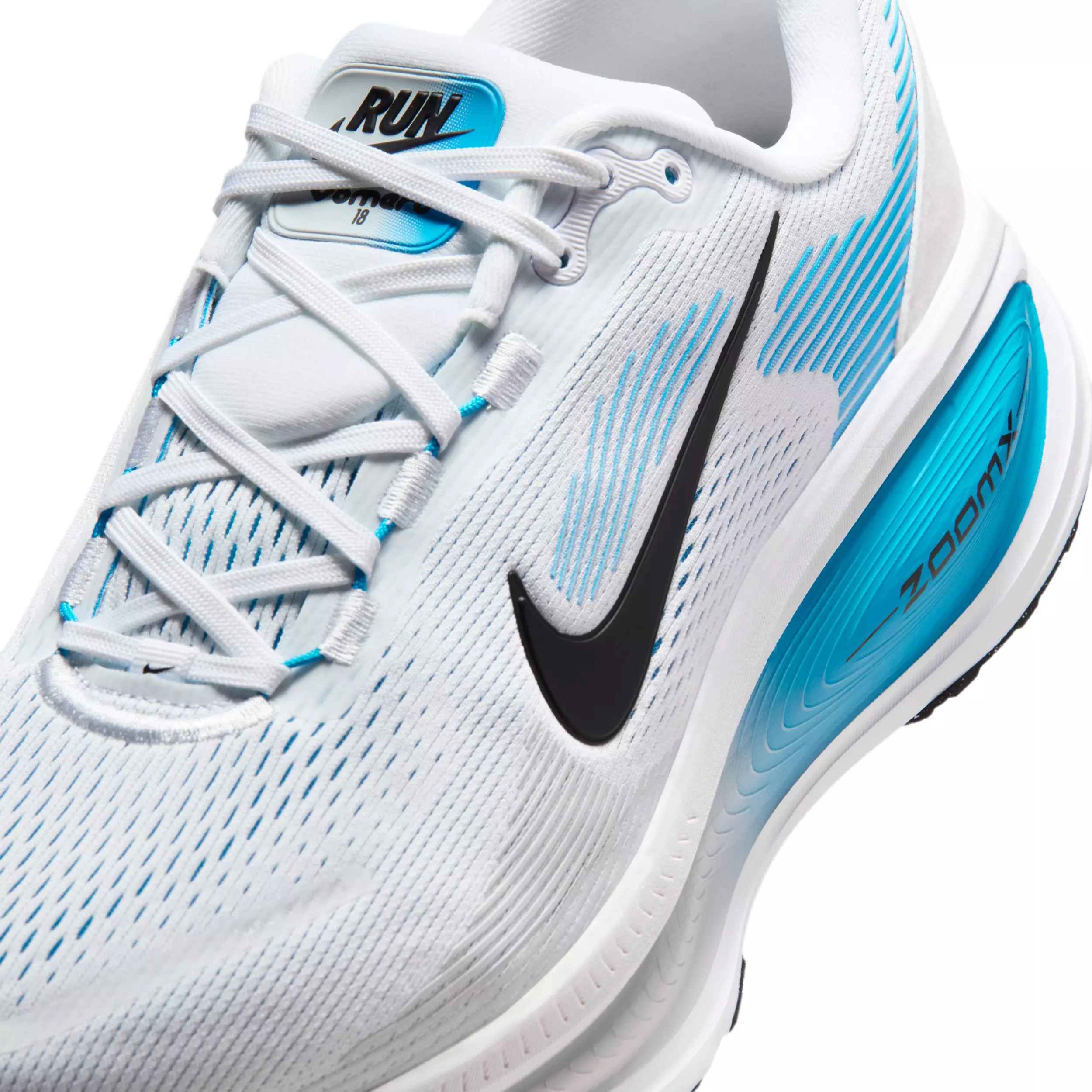 Nike Vomero 18 "White/Blue Hero/Pure Platinum/Black" Men's Wide Running Shoe - WHITE/BLUE/PLATINUM/BLACK