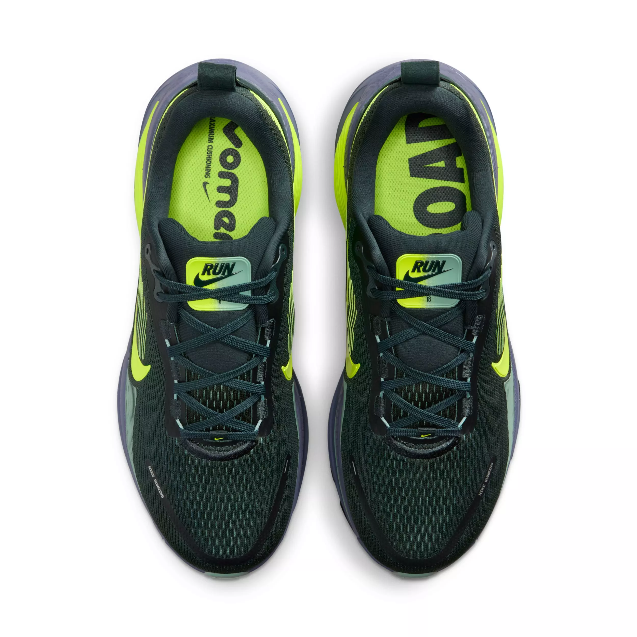 Nike Vomero 18 "Seaweed/Cannon/Sanded Purple/Volt" Men's Wide Running Shoe - SEAWEED/CANNON/PURPLE/VOLT