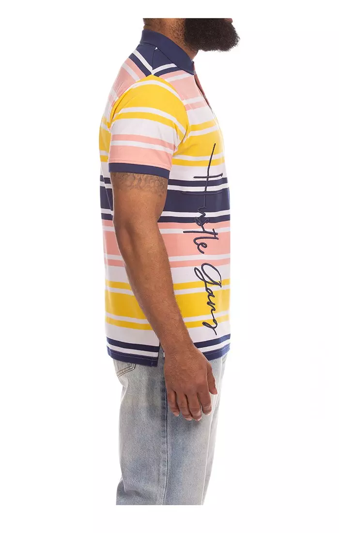 Hustle Gang Men's Break Point Short Sleeve Polo - Multi-Color - MULTI-COLOR