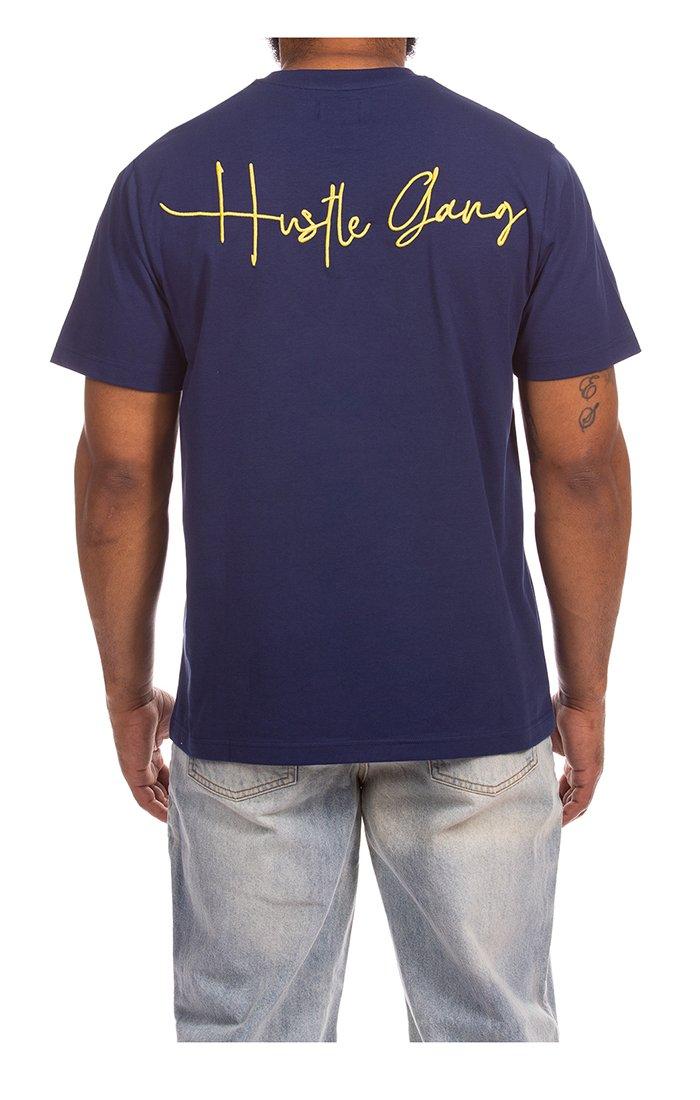 Hustle Gang Men's Forehand Knit Short Sleeve T-Shirt - Blue - BLUE