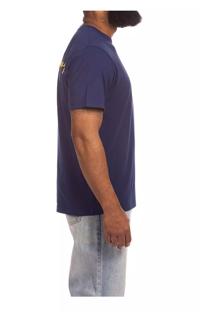 Hustle Gang Men's Forehand Knit Short Sleeve T-Shirt - Blue - BLUE