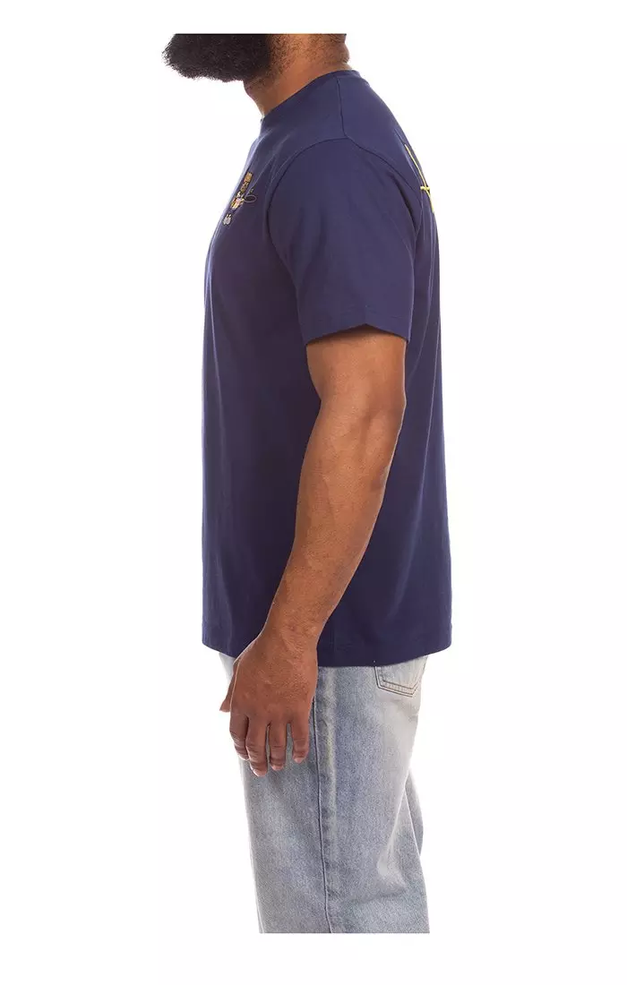 Hustle Gang Men's Forehand Knit Short Sleeve T-Shirt - Blue - BLUE