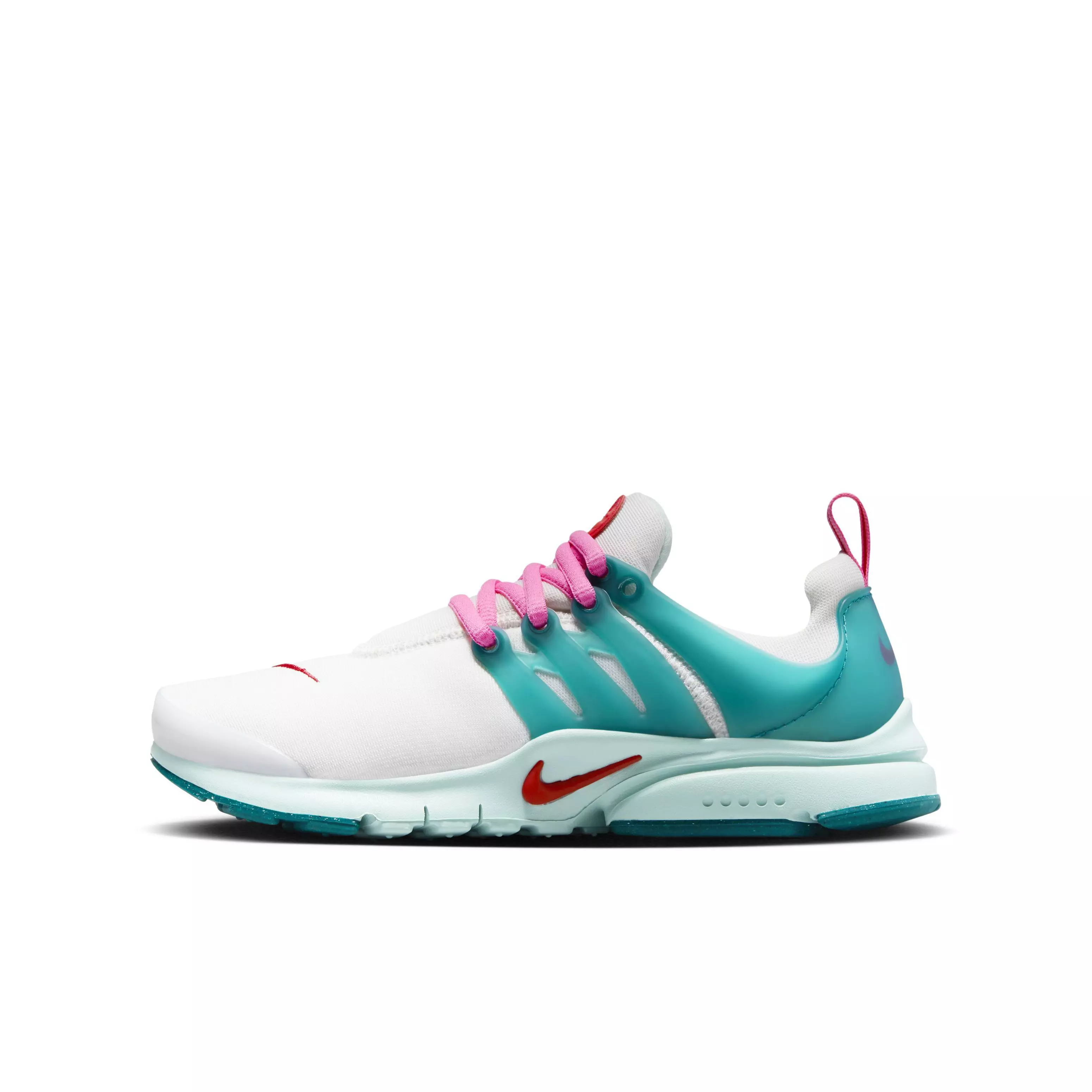 Nike Presto "White/Siren Red/Jade Ice/Geode Teal" Grade School Girls' Shoe - WHITE/RED/JADE/TEAL