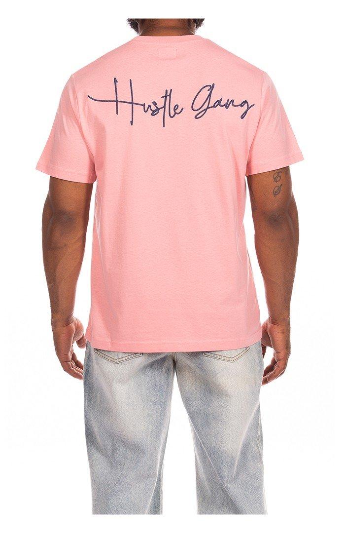 Hustle Gang Men's Forehand Knit Short Sleeve T-Shirt - Pink - PINK