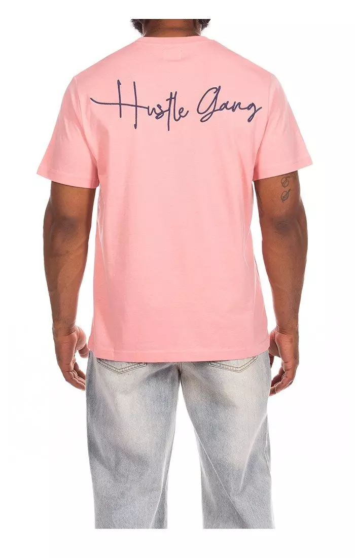 Hustle Gang Men's Forehand Knit Short Sleeve T-Shirt - Pink - PINK