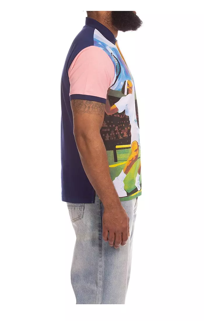 Hustle Gang Men's Doubles Short Sleeve Polo - Multi-Color - MULTI-COLOR