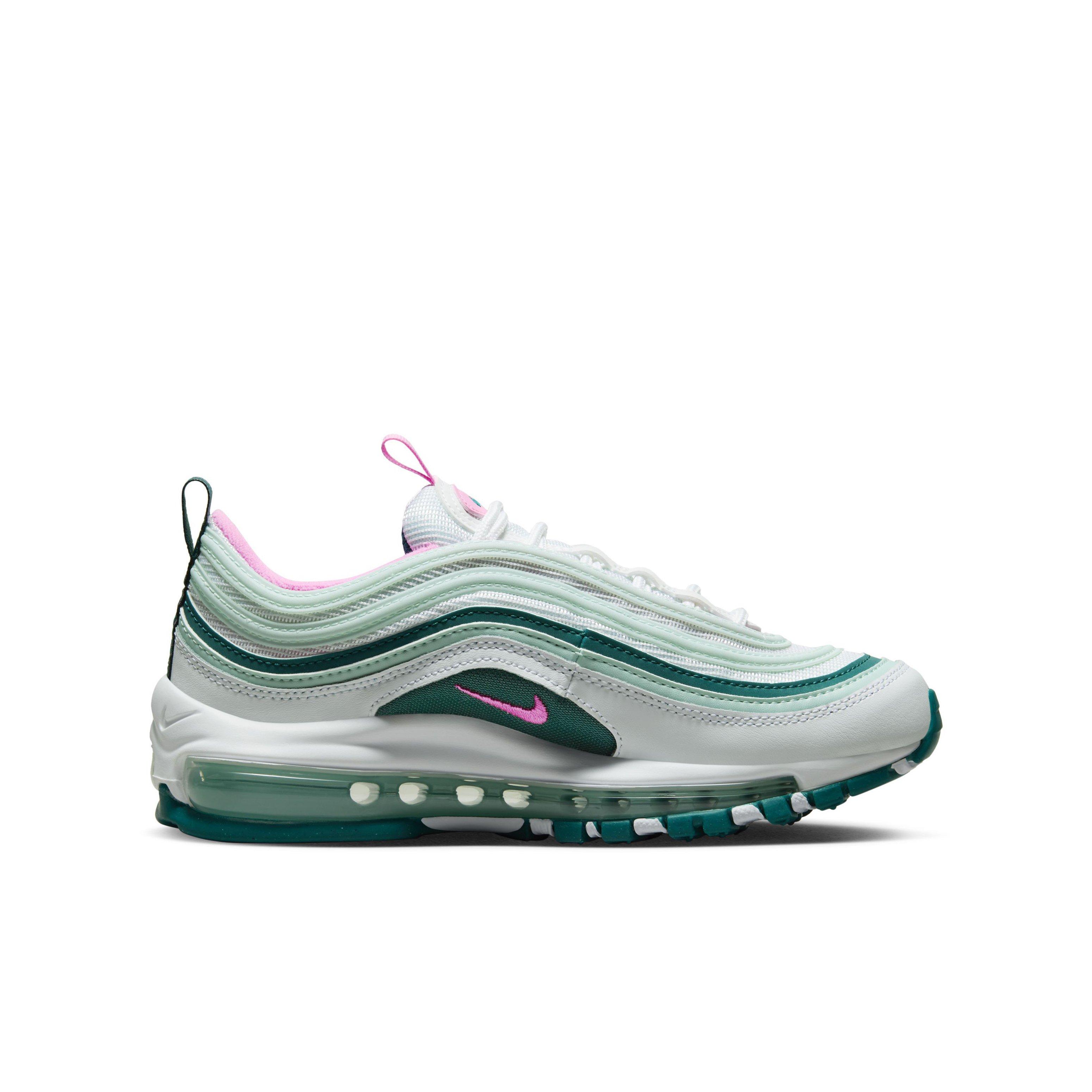 Nike Air Max 97 "White/Pink Spell/Geode Teal/Jade Ice" Grade School Girls' Shoe - WHITE/PINK/TEAL/JADE Thumbnail View 1