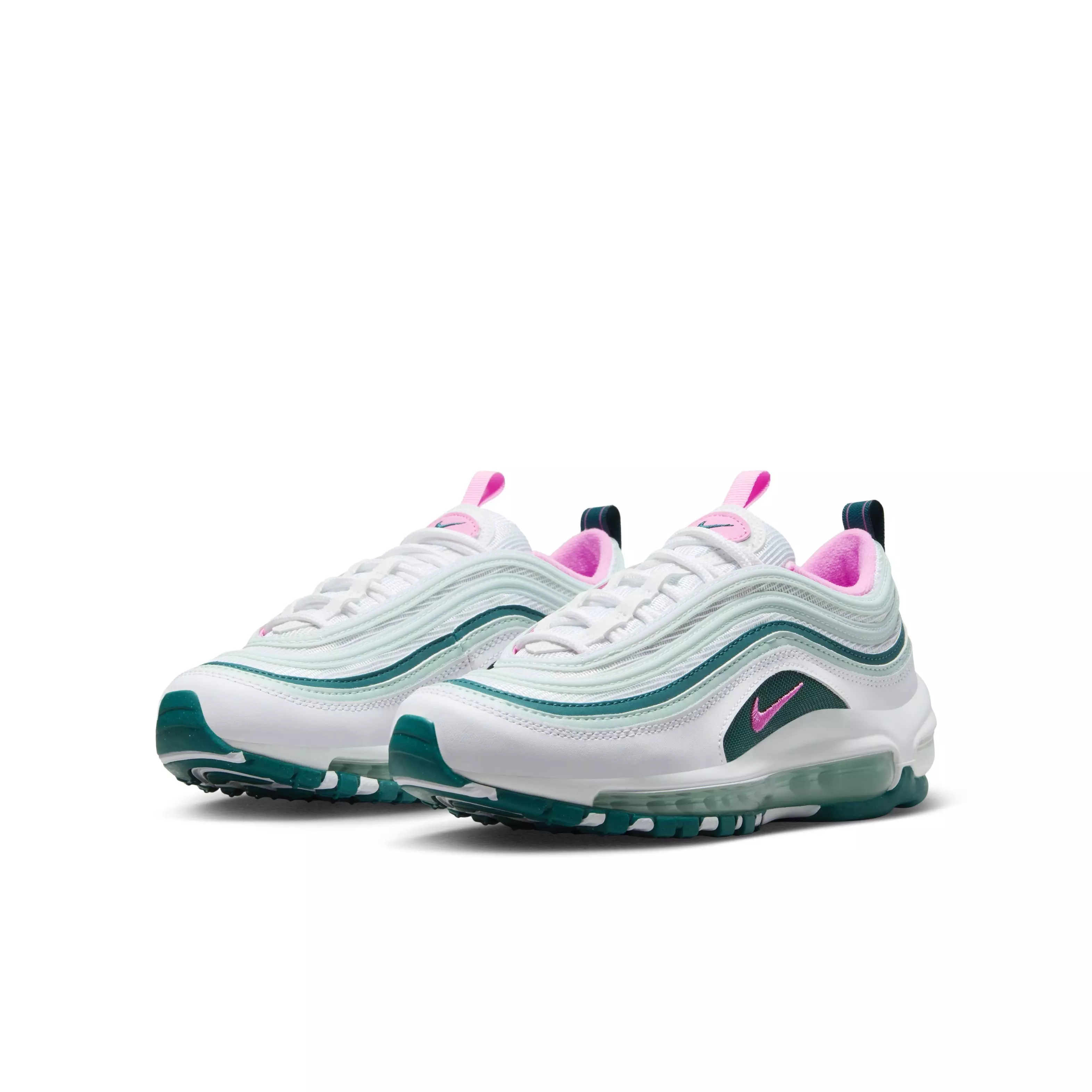 Nike Air Max 97 "White/Pink Spell/Geode Teal/Jade Ice" Grade School Girls' Shoe - WHITE/PINK/TEAL/JADE