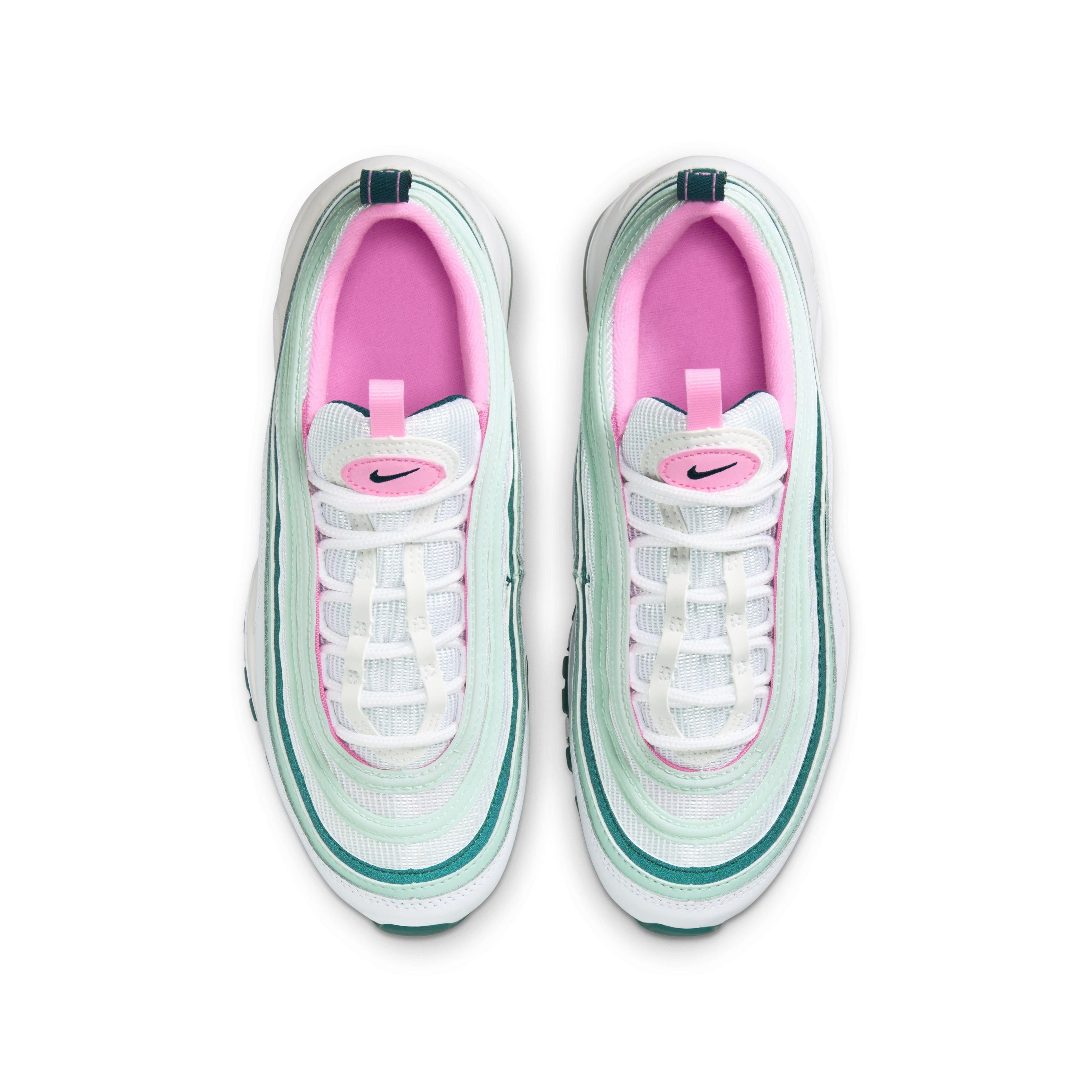 Nike Air Max 97 "White/Pink Spell/Geode Teal/Jade Ice" Grade School Girls' Shoe - WHITE/PINK/TEAL/JADE Thumbnail View 4