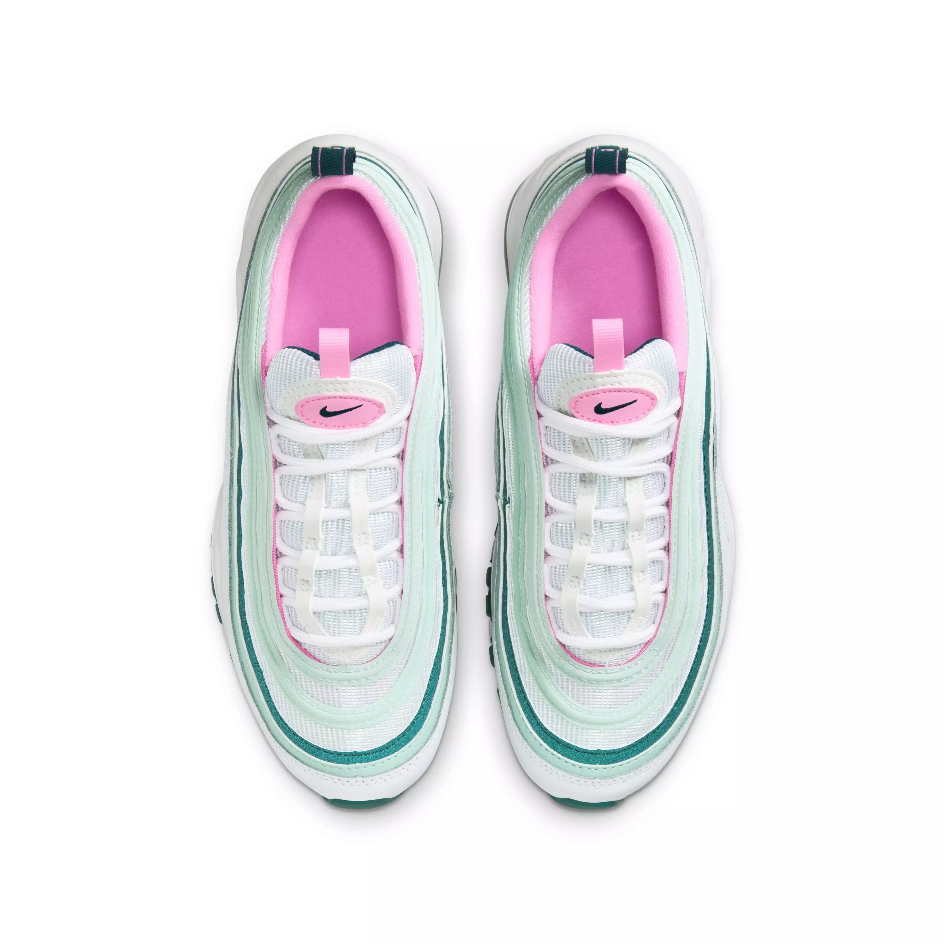 Nike Air Max 97 "White/Pink Spell/Geode Teal/Jade Ice" Grade School Girls' Shoe - WHITE/PINK/TEAL/JADE