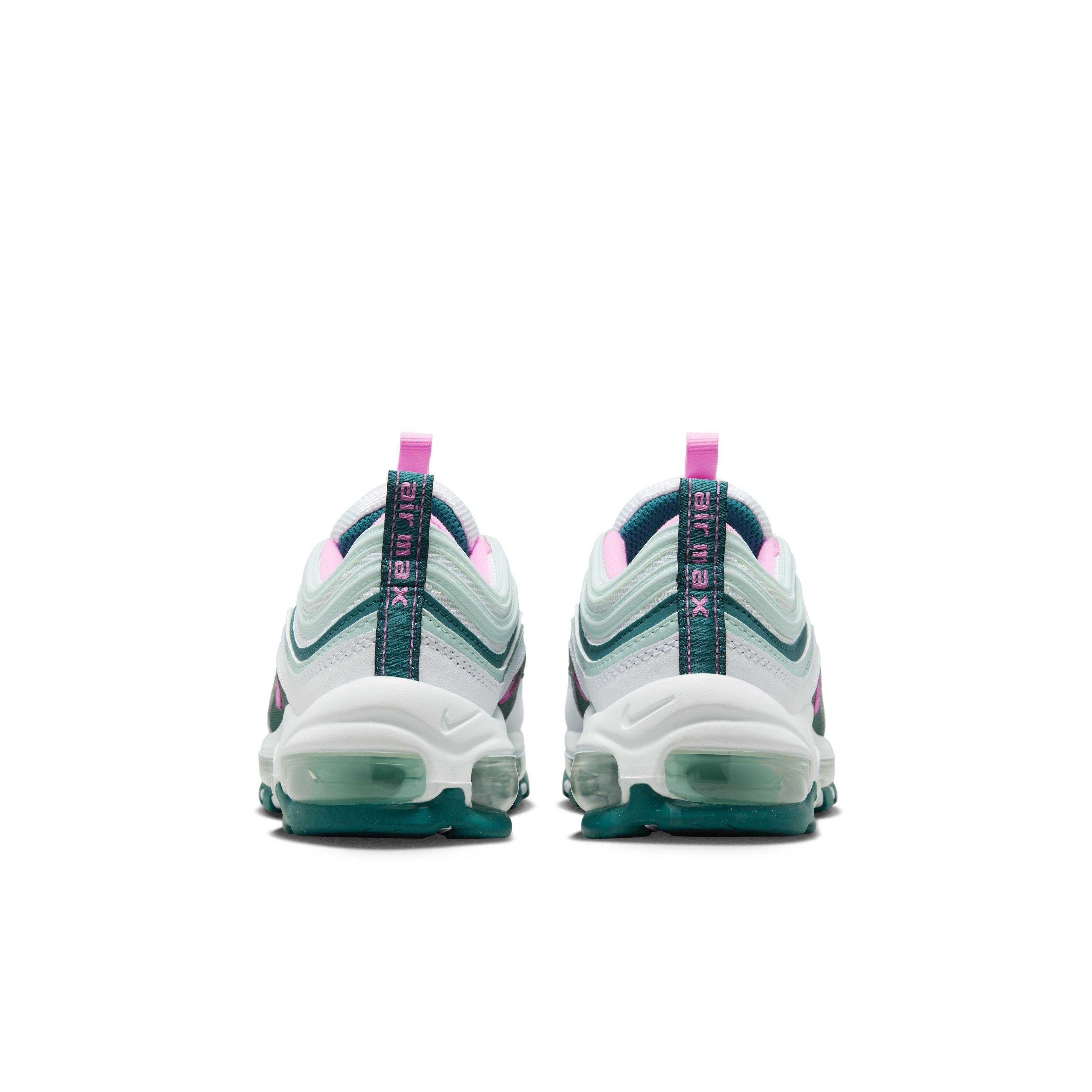Nike Air Max 97 "White/Pink Spell/Geode Teal/Jade Ice" Grade School Girls' Shoe - WHITE/PINK/TEAL/JADE Thumbnail View 5