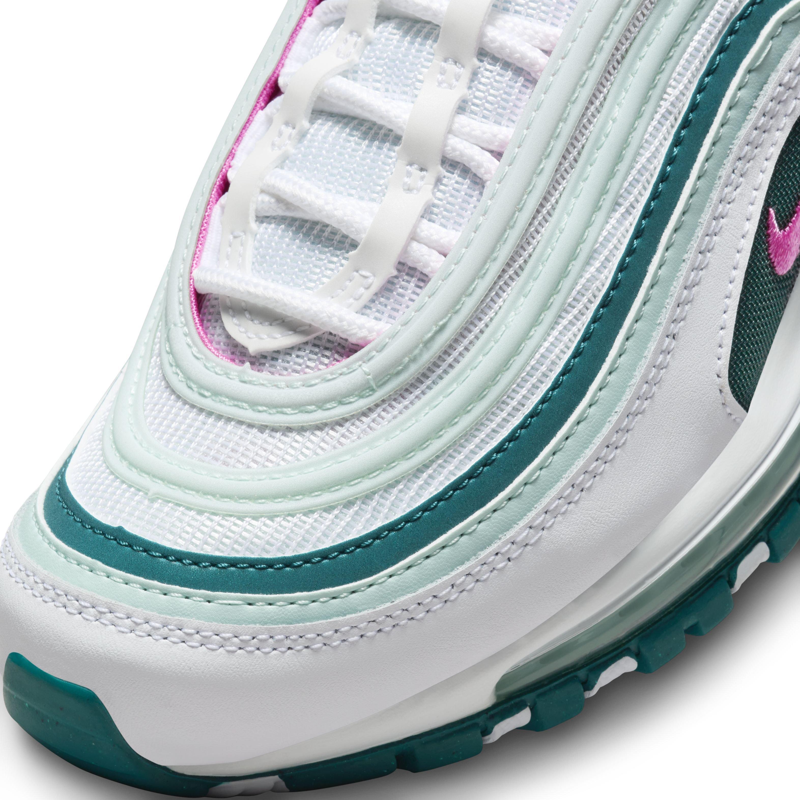 Nike Air Max 97 "White/Pink Spell/Geode Teal/Jade Ice" Grade School Girls' Shoe - WHITE/PINK/TEAL/JADE Thumbnail View 7