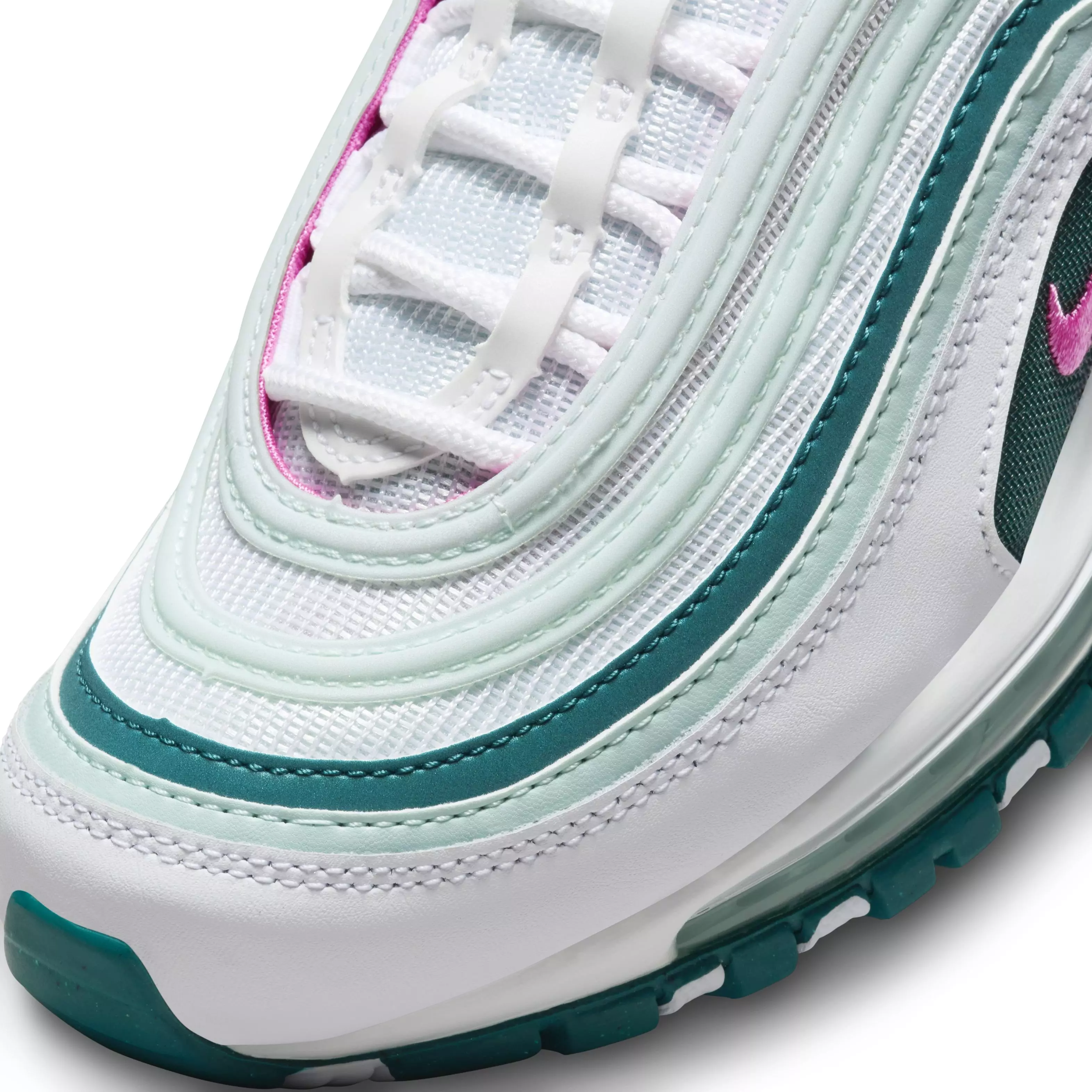 Nike Air Max 97 "White/Pink Spell/Geode Teal/Jade Ice" Grade School Girls' Shoe - WHITE/PINK/TEAL/JADE