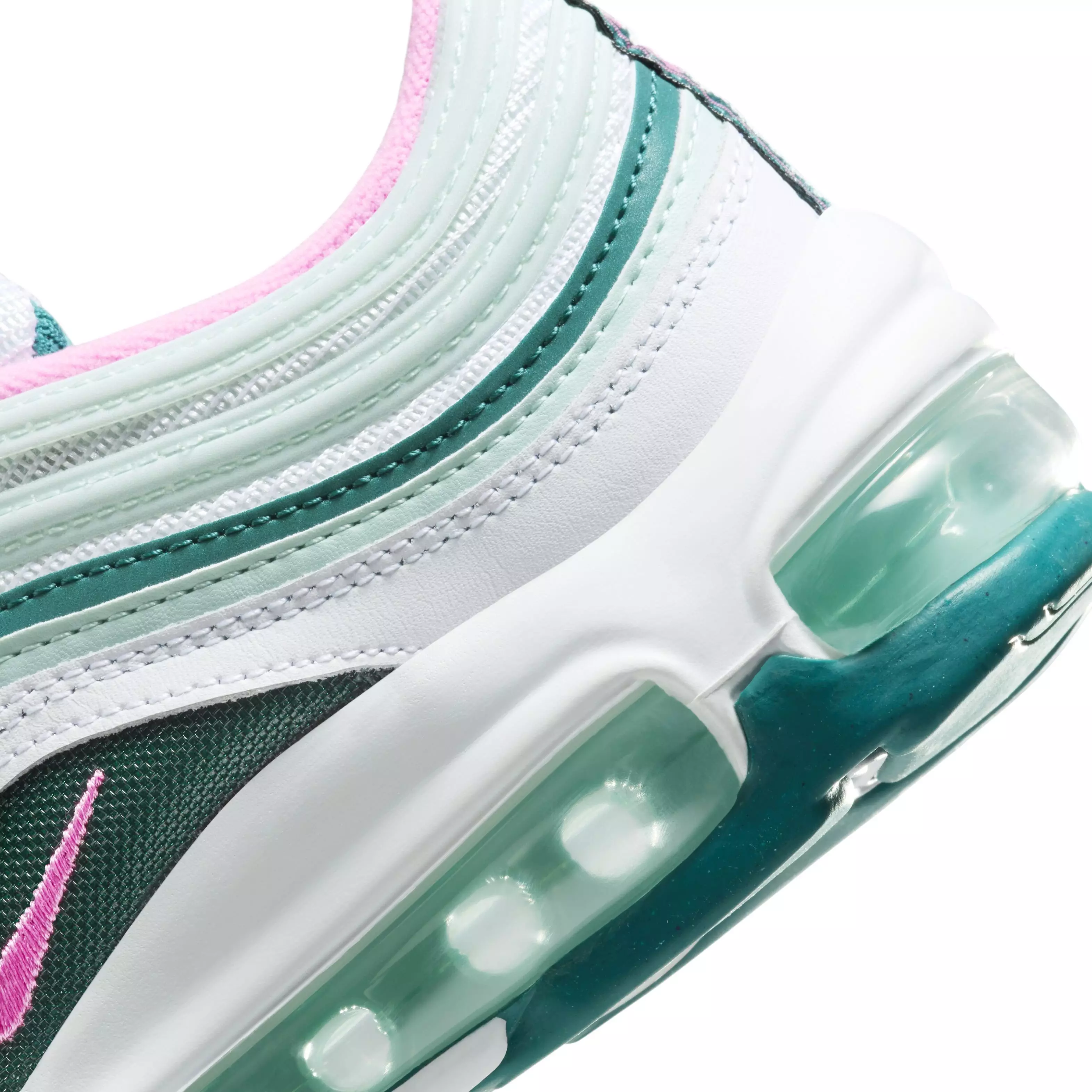 Nike Air Max 97 "White/Pink Spell/Geode Teal/Jade Ice" Grade School Girls' Shoe - WHITE/PINK/TEAL/JADE
