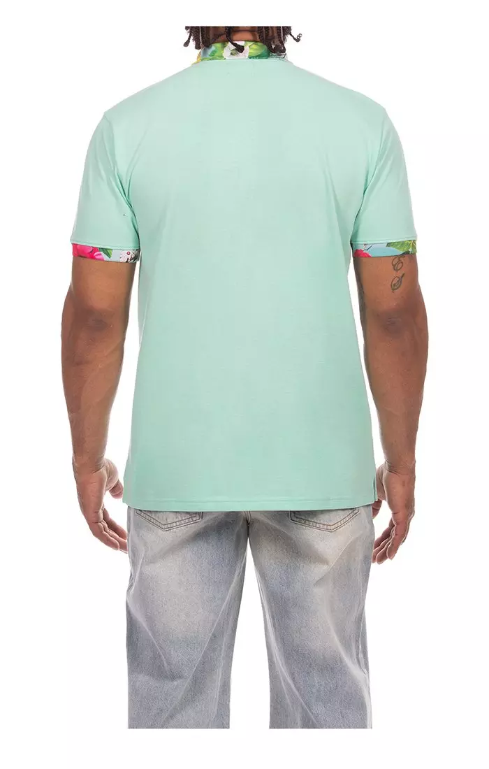 Hustle Gang Men's Corsage Short Sleeve Polo - Green - GREEN