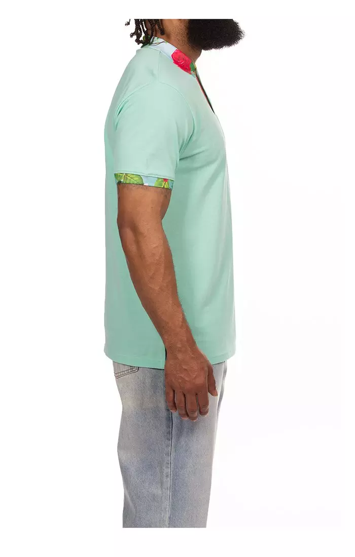 Hustle Gang Men's Corsage Short Sleeve Polo - Green - GREEN