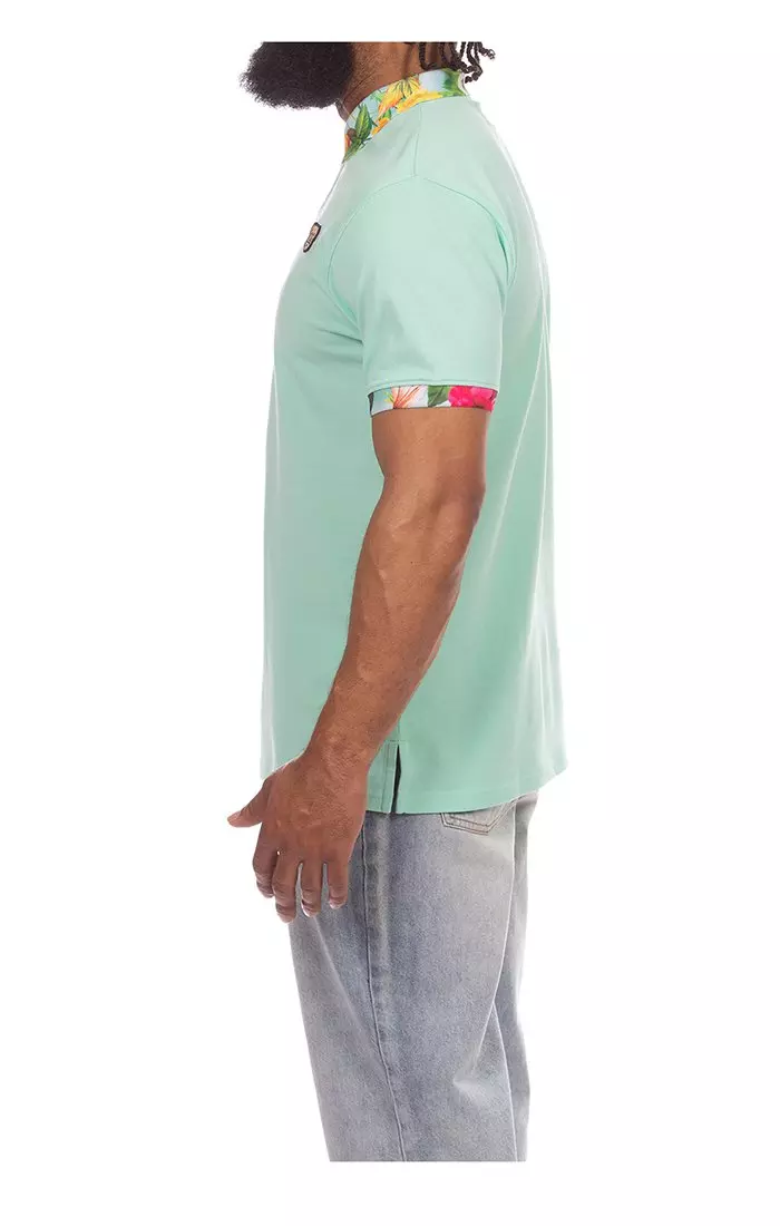 Hustle Gang Men's Corsage Short Sleeve Polo - Green - GREEN