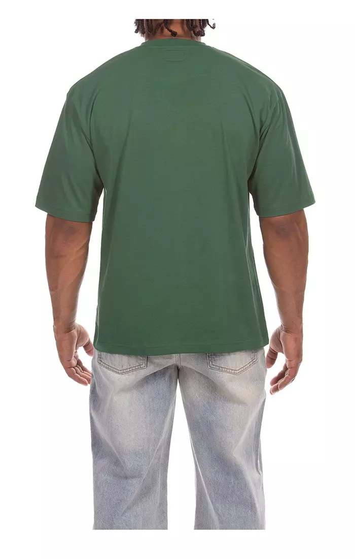 Hustle Gang Men's Stems Knit Short Sleeve T-Shirt - Dark Green - DARK GREEN