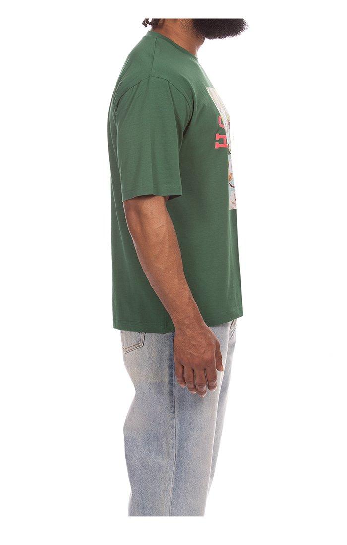 Hustle Gang Men's Stems Knit Short Sleeve T-Shirt - Dark Green - DARK GREEN