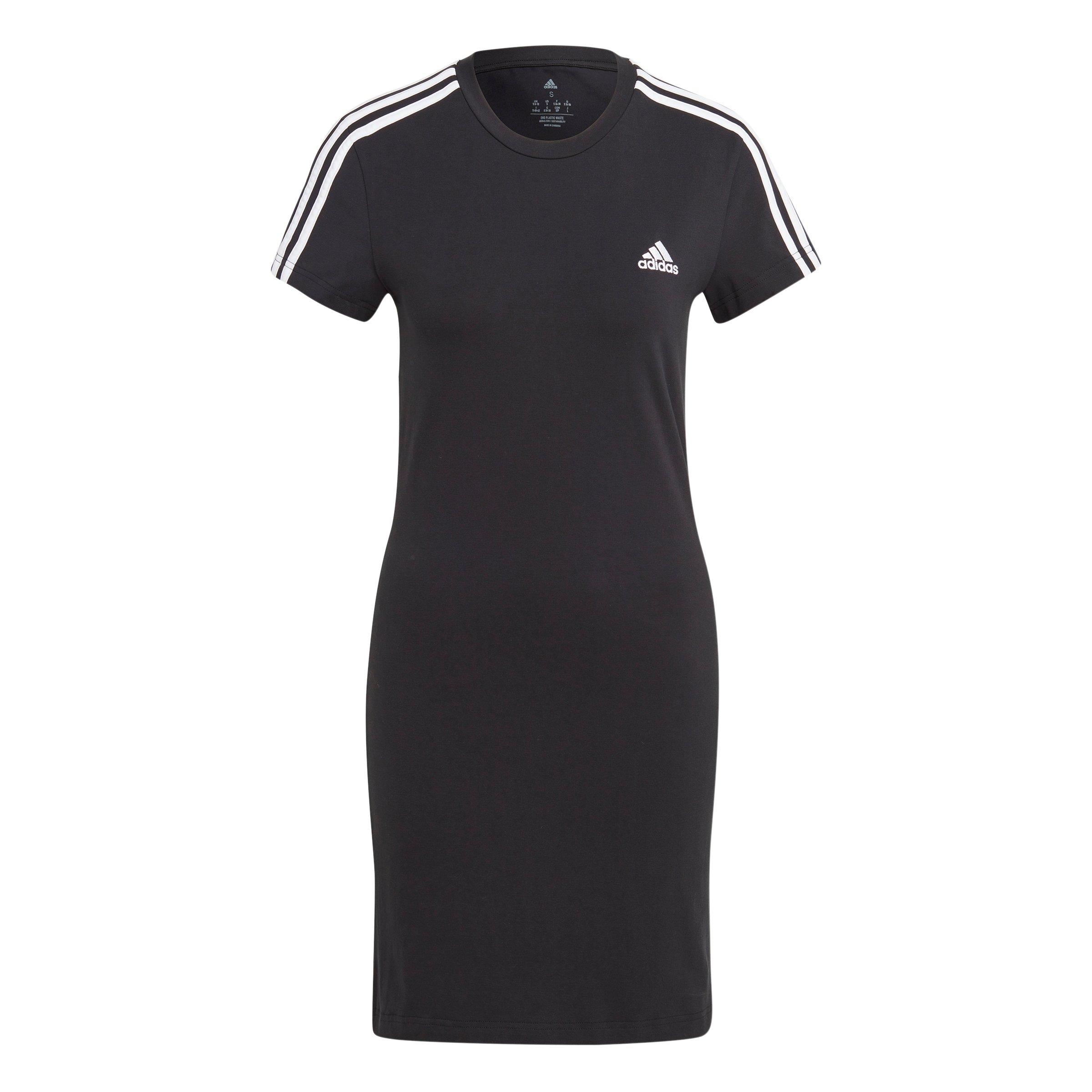 adidas Women's Essentials 3-Stripes Single Jersey Fitted T-Shirt Dress - Black - BLACK Thumbnail View 6