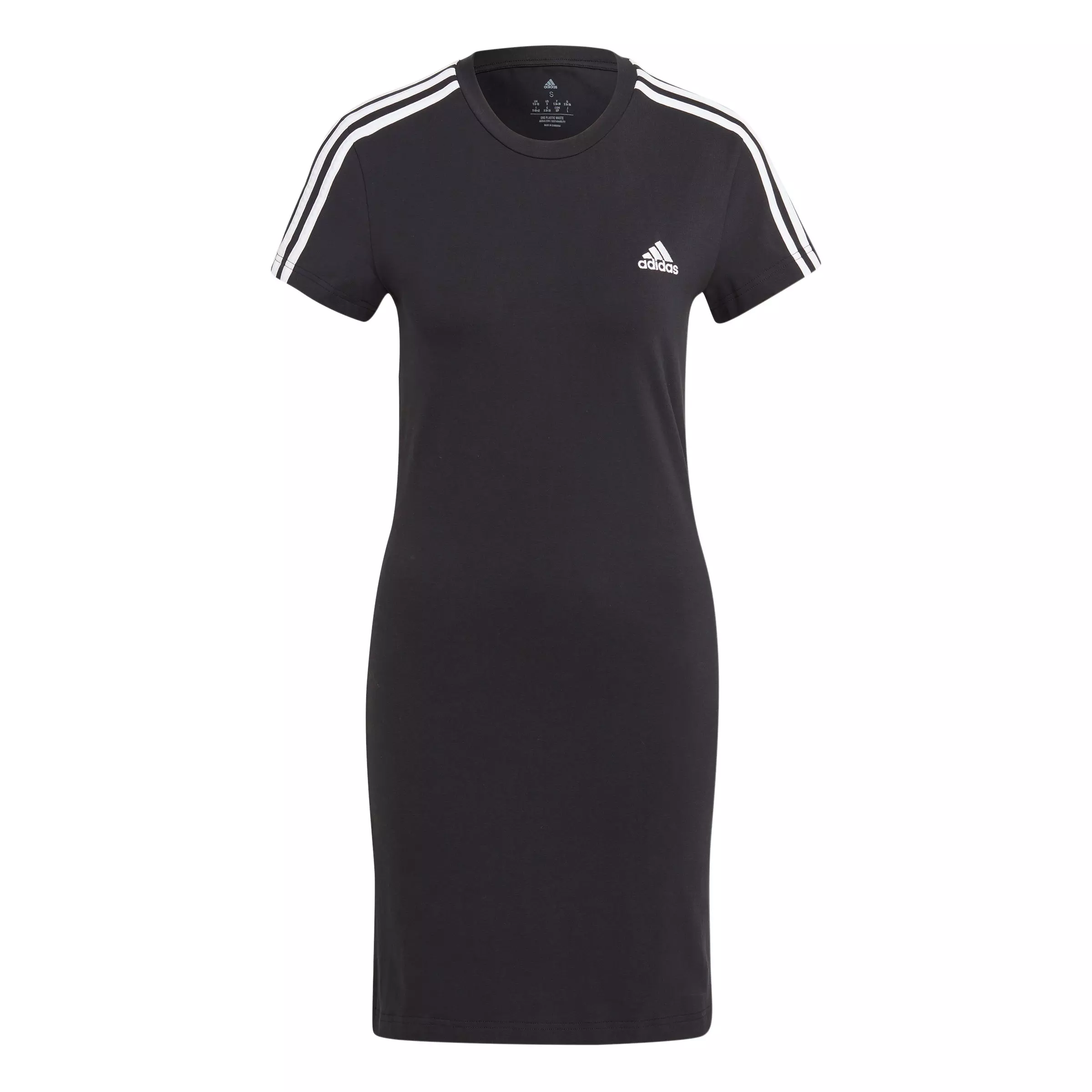 adidas Women's Essentials 3-Stripes Single Jersey Fitted T-Shirt Dress - Black - BLACK