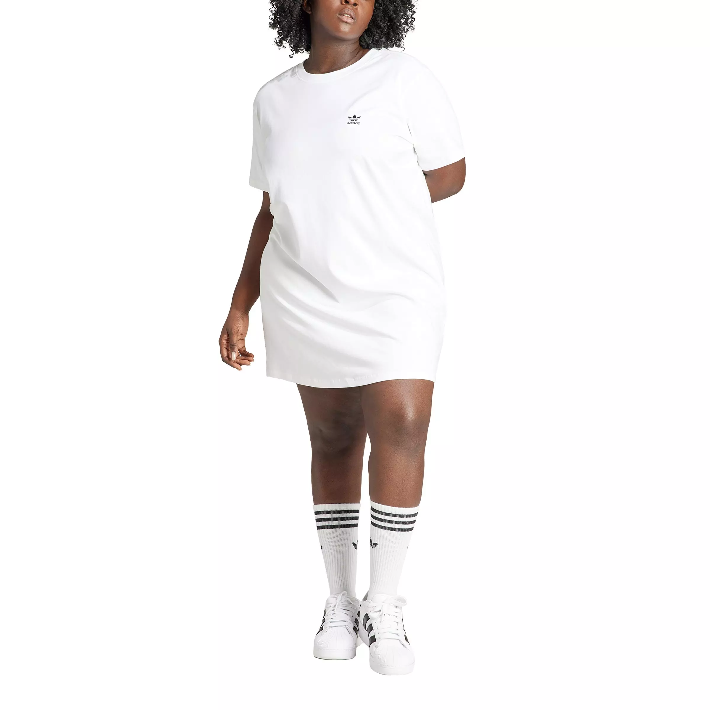 adidas Originals Women's Adicolor Trefoil Dress -White - WHITE