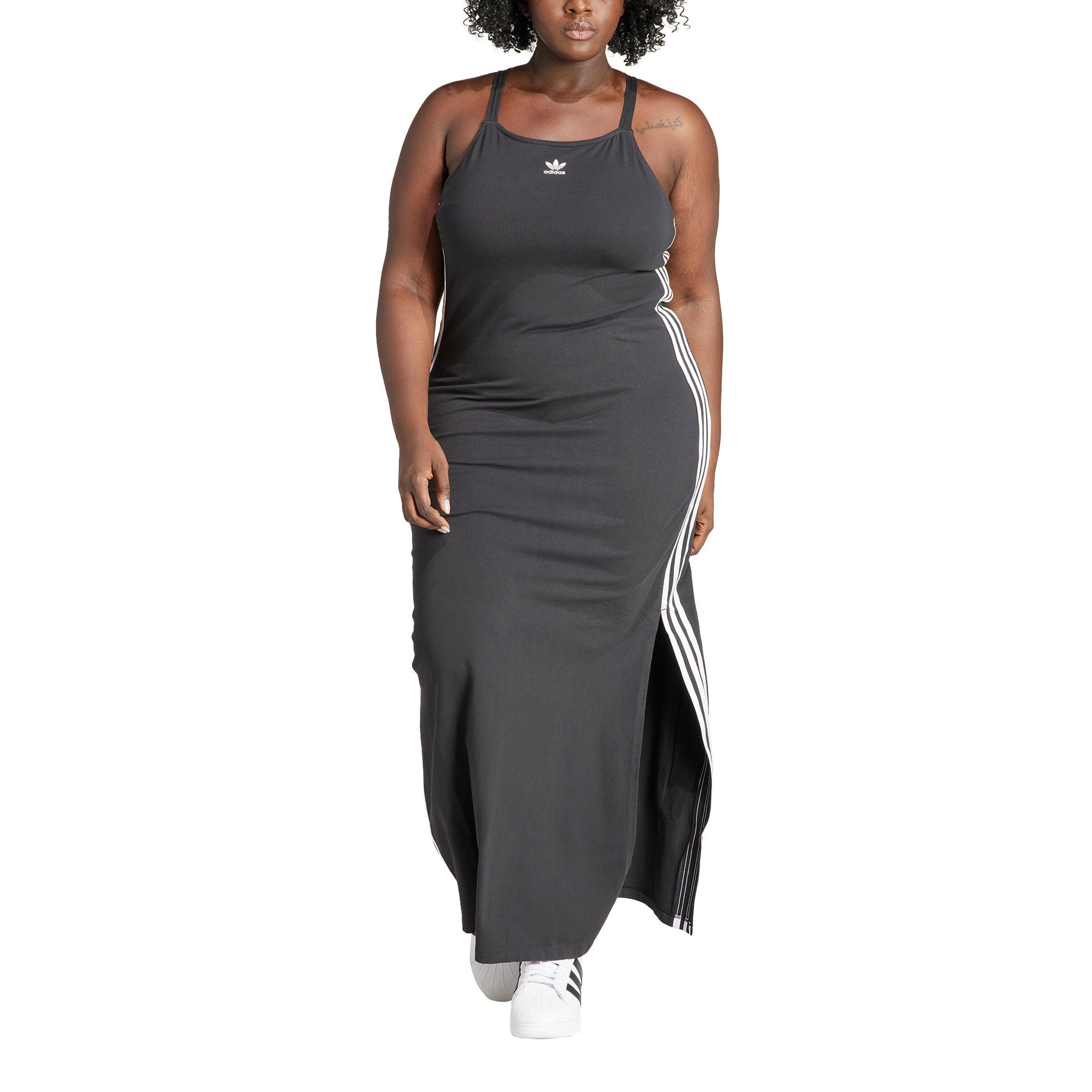 adidas Originals Women's Adicolor 3-Stripes Maxi Dress - Black - BLACK Thumbnail View 1