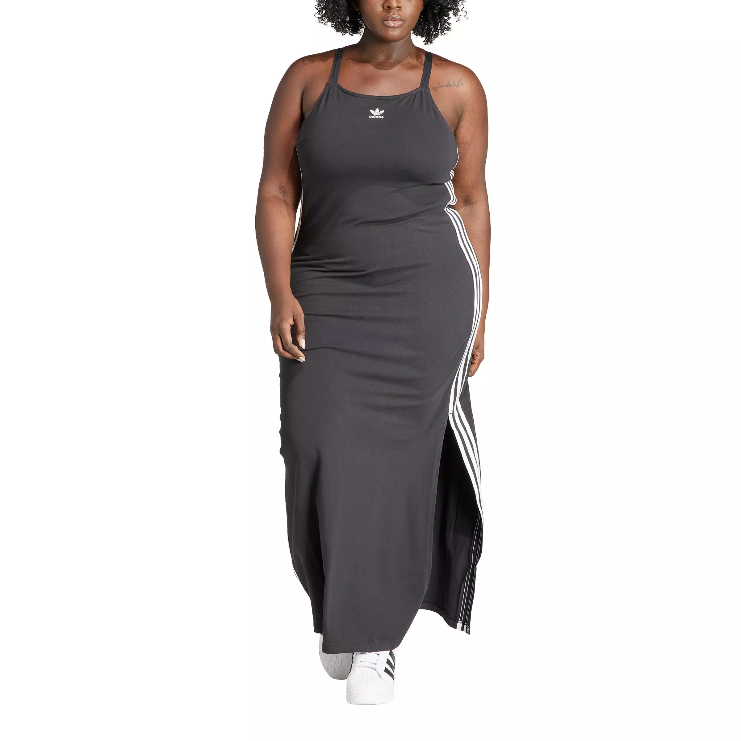 adidas Originals Women's Adicolor 3-Stripes Maxi Dress -Black - BLACK