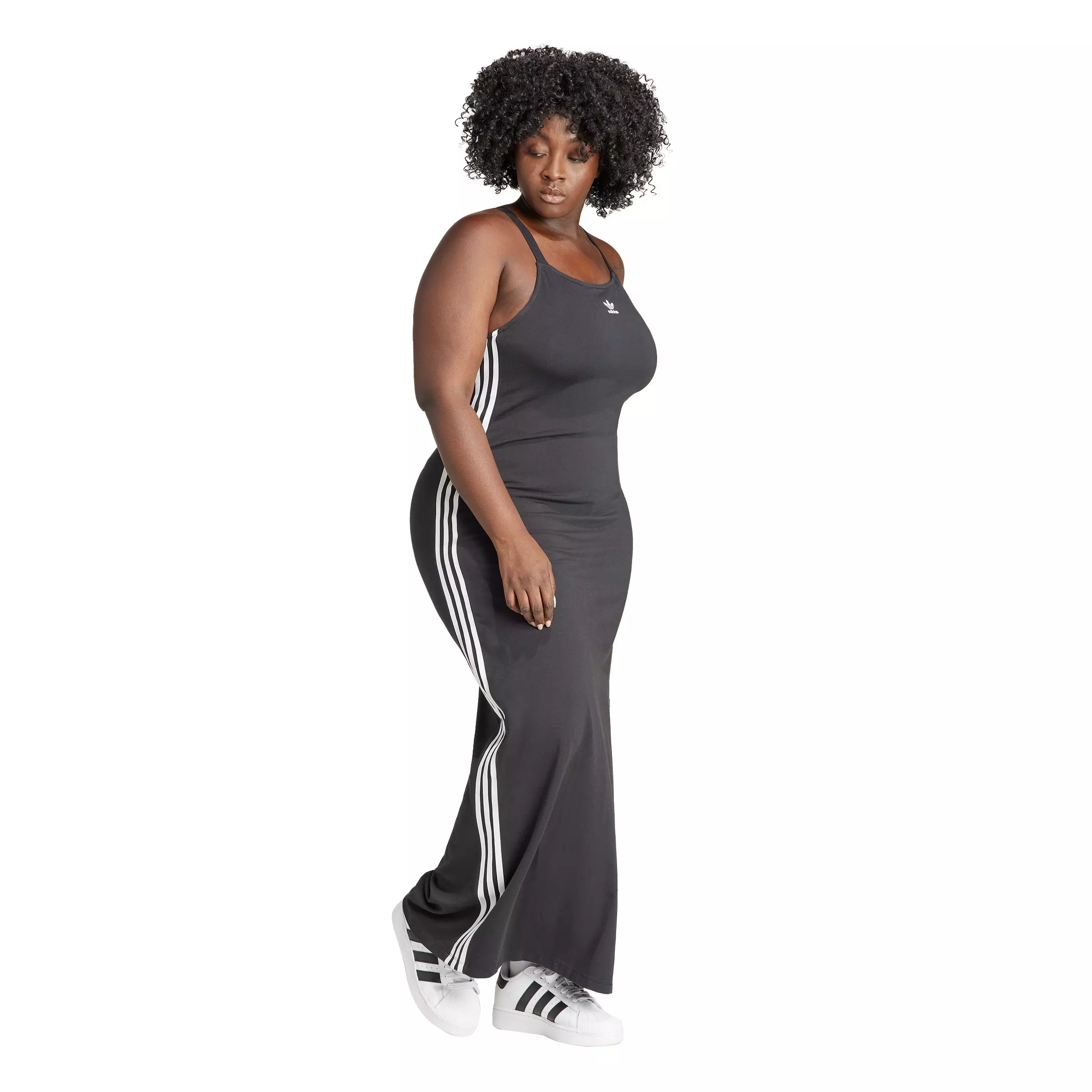 adidas Originals Women's Adicolor 3-Stripes Maxi Dress - Black - BLACK