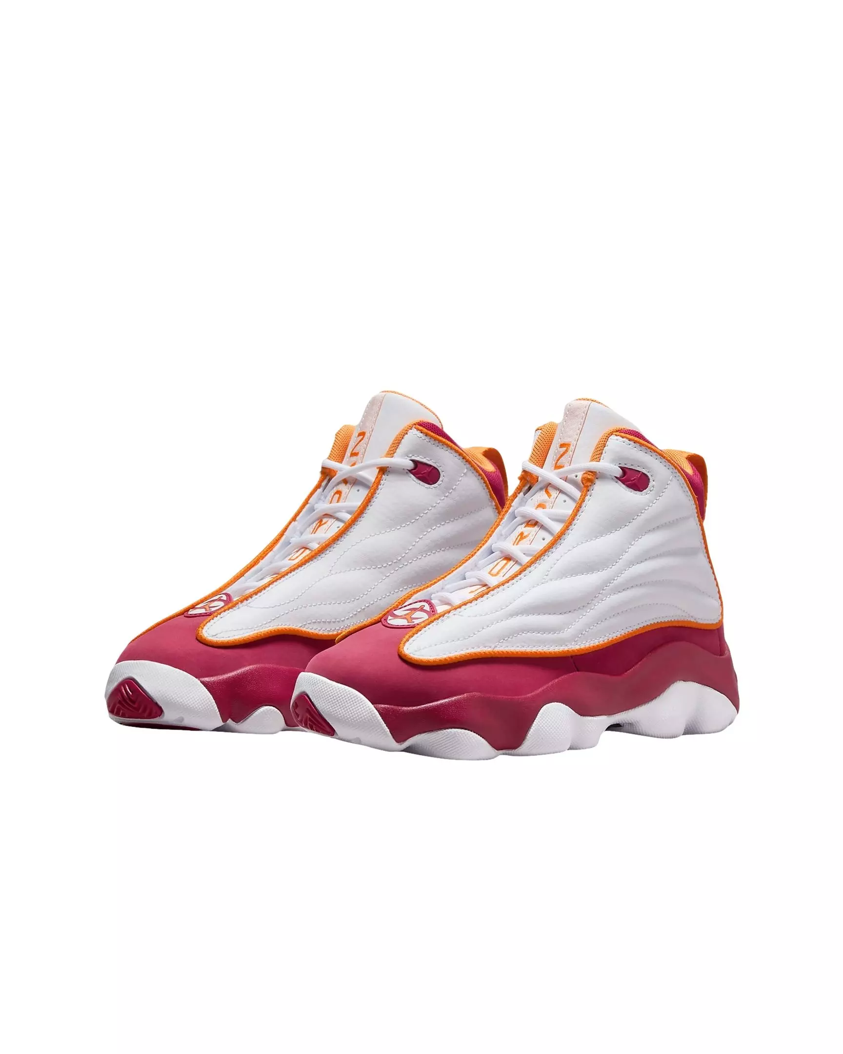 Jordan Pro Strong "White/Vivid Orange/Cardinal Red" Grade School Boys' Shoe - WHITE/ORANGE/RED