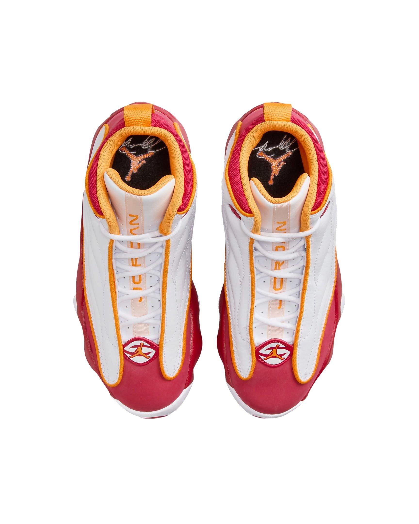Jordan Pro Strong "White/Vivid Orange/Cardinal Red" Grade School Boys' Shoe - WHITE/ORANGE/RED Thumbnail View 4