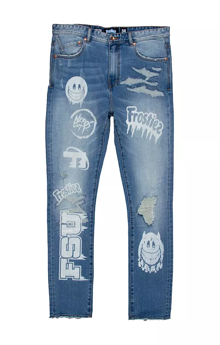 Frostiez Men's The Coldest Jean Medium Blue Wash Denim Jeans - BLUE