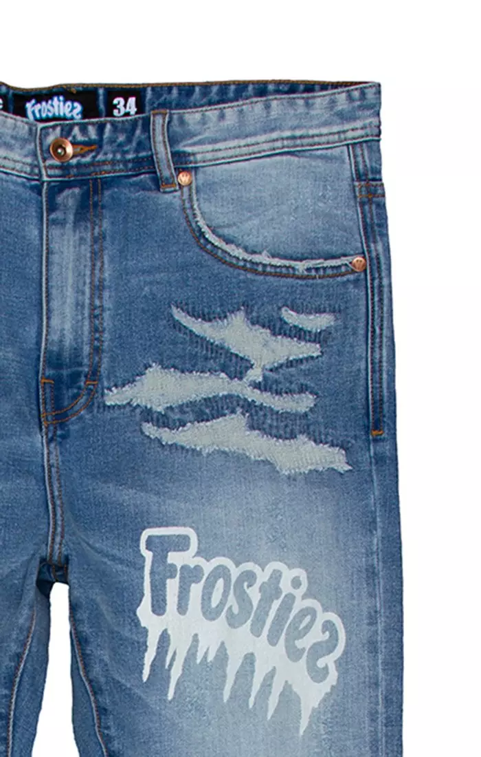 Frostiez Men's The Coldest Jean Medium Blue Wash Denim Jeans - BLUE
