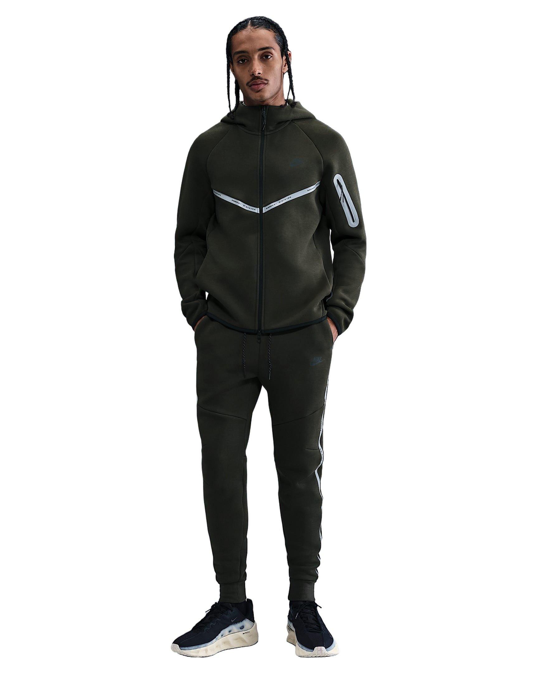 Nike Men's Tech Fleece Joggers with Reflective Accents - GREEN Thumbnail View 1