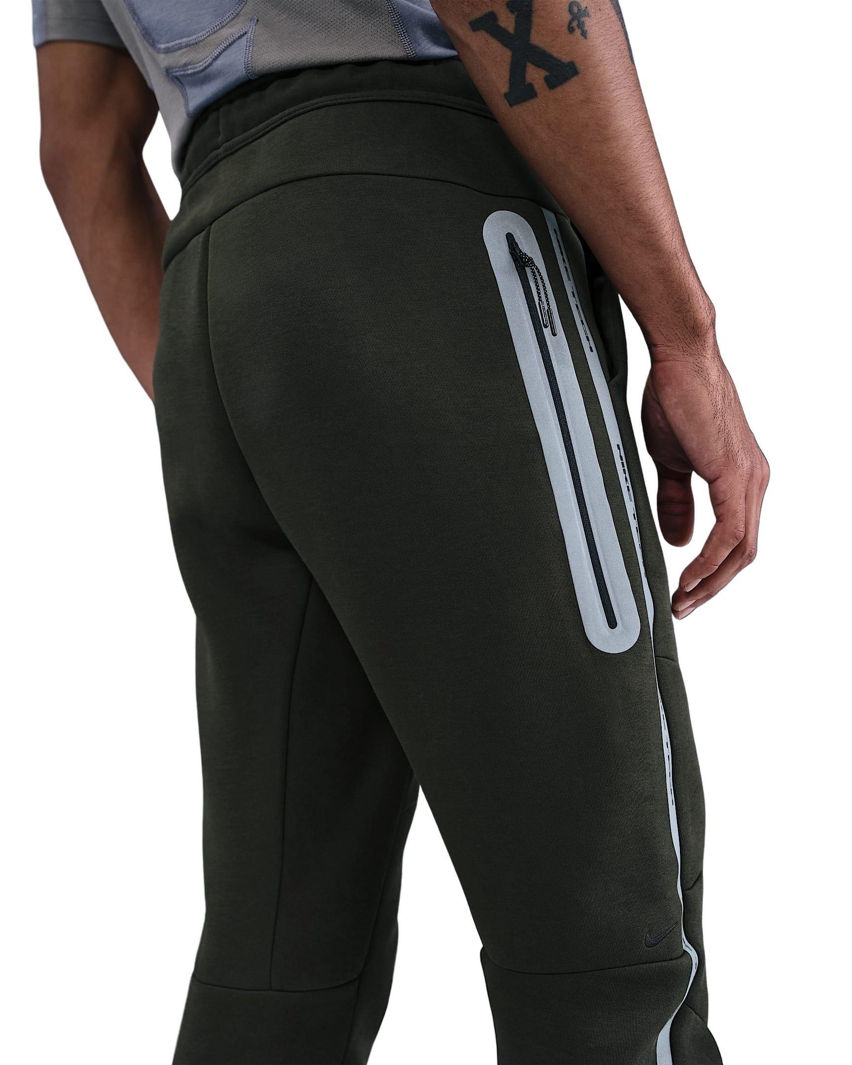 Nike Men's Tech Fleece Joggers with Reflective Accents - GREEN Thumbnail View 4