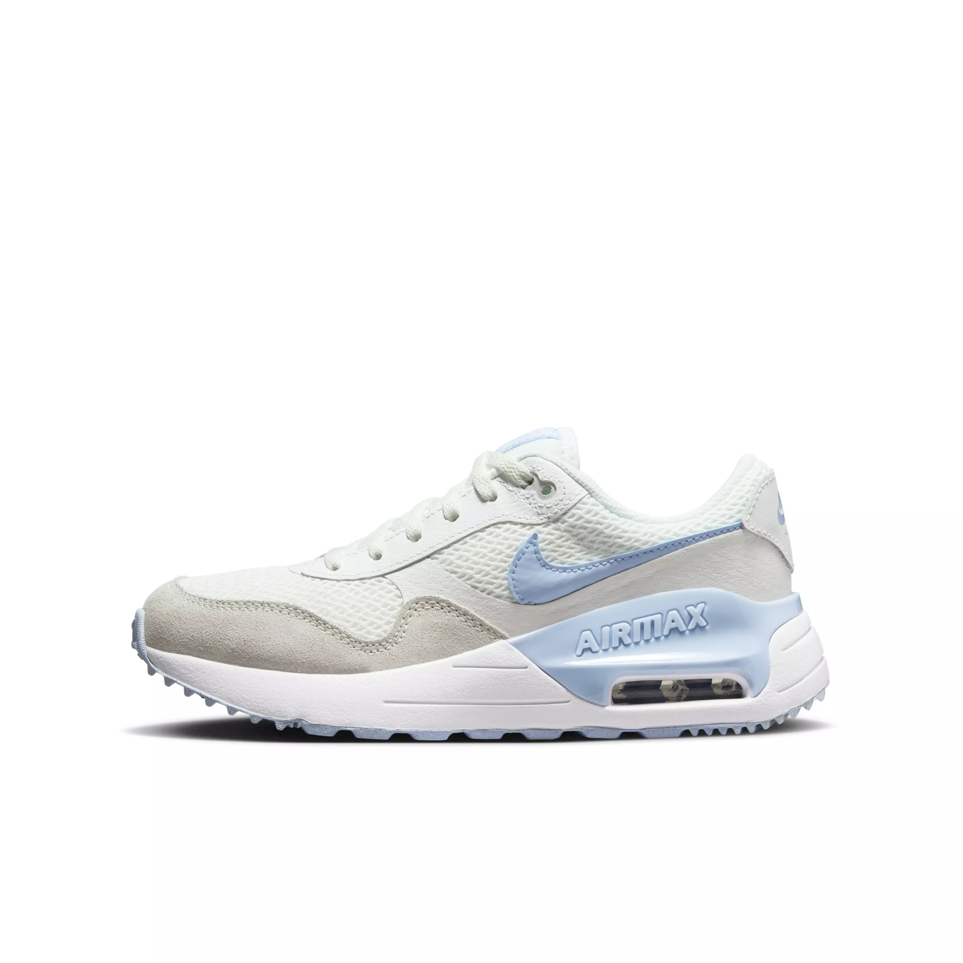 Nike Air Max SYSTM "Summit White/Cobalt Bliss/White" Grade School Girls' Shoe - WHITE/COBALT/WHITE
