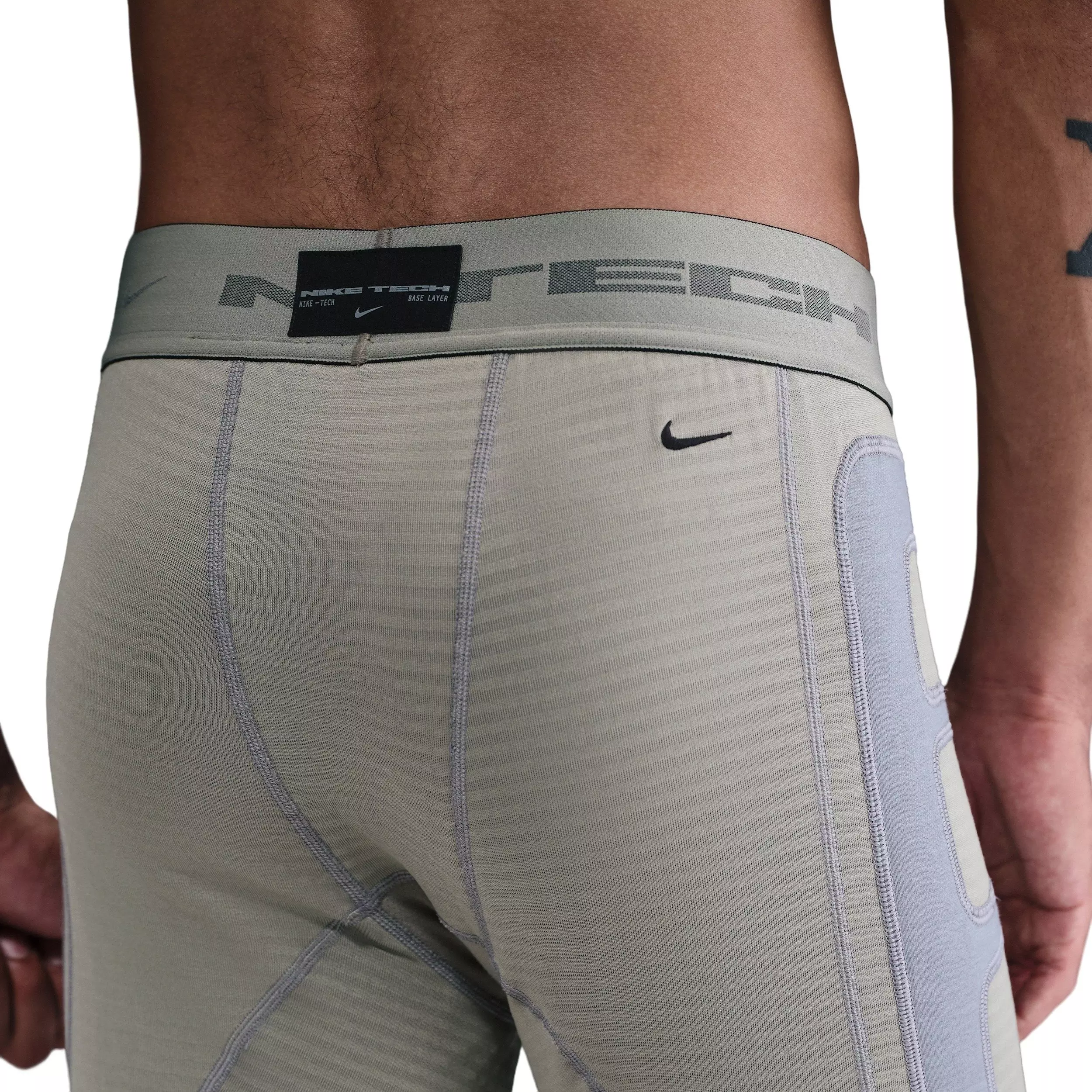 Nike Men's Tech Therma-FIT Base Layer Tights - GREEN/GREY