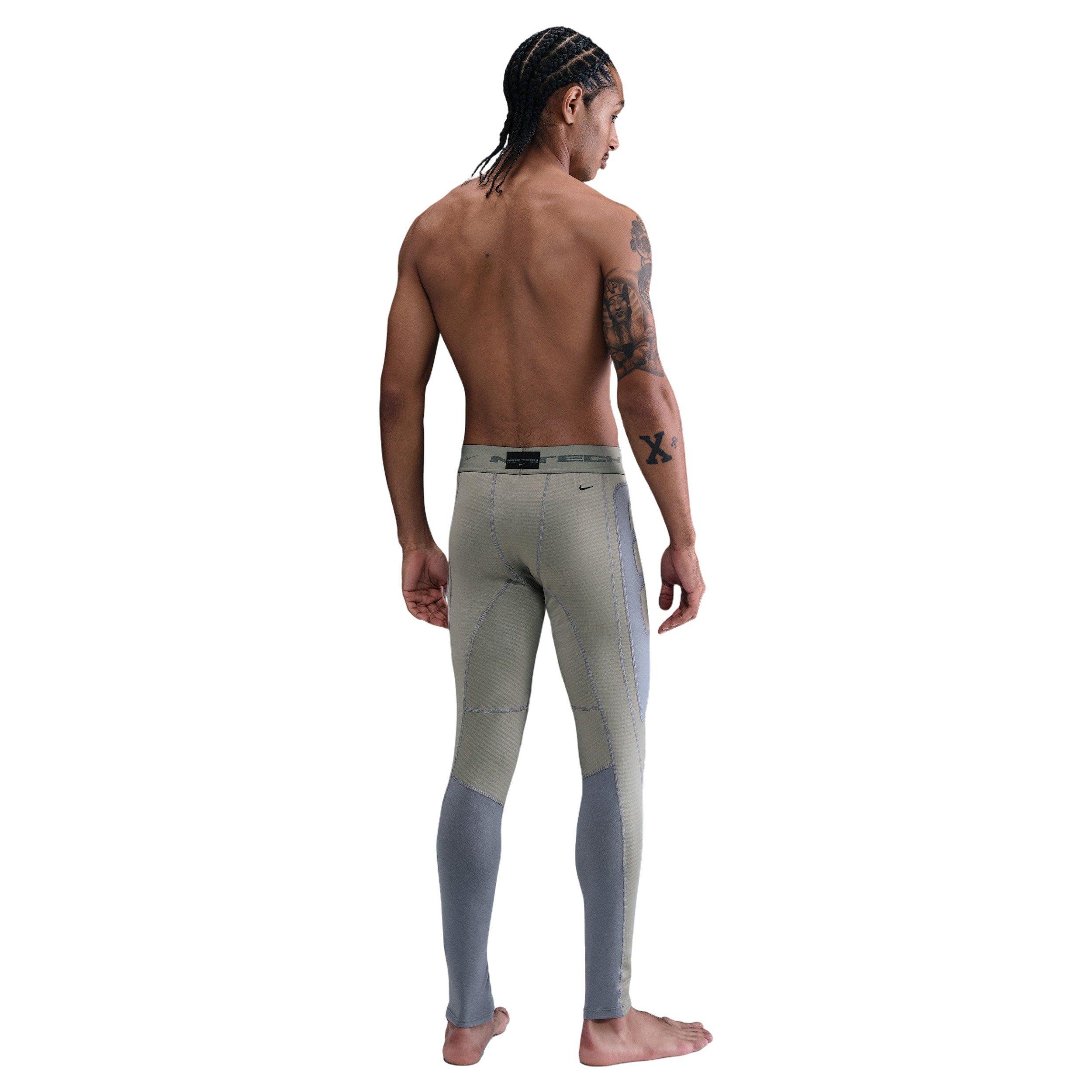 Nike Men's Tech Therma-FIT Base Layer Tights - GREEN/GREY Thumbnail View 5