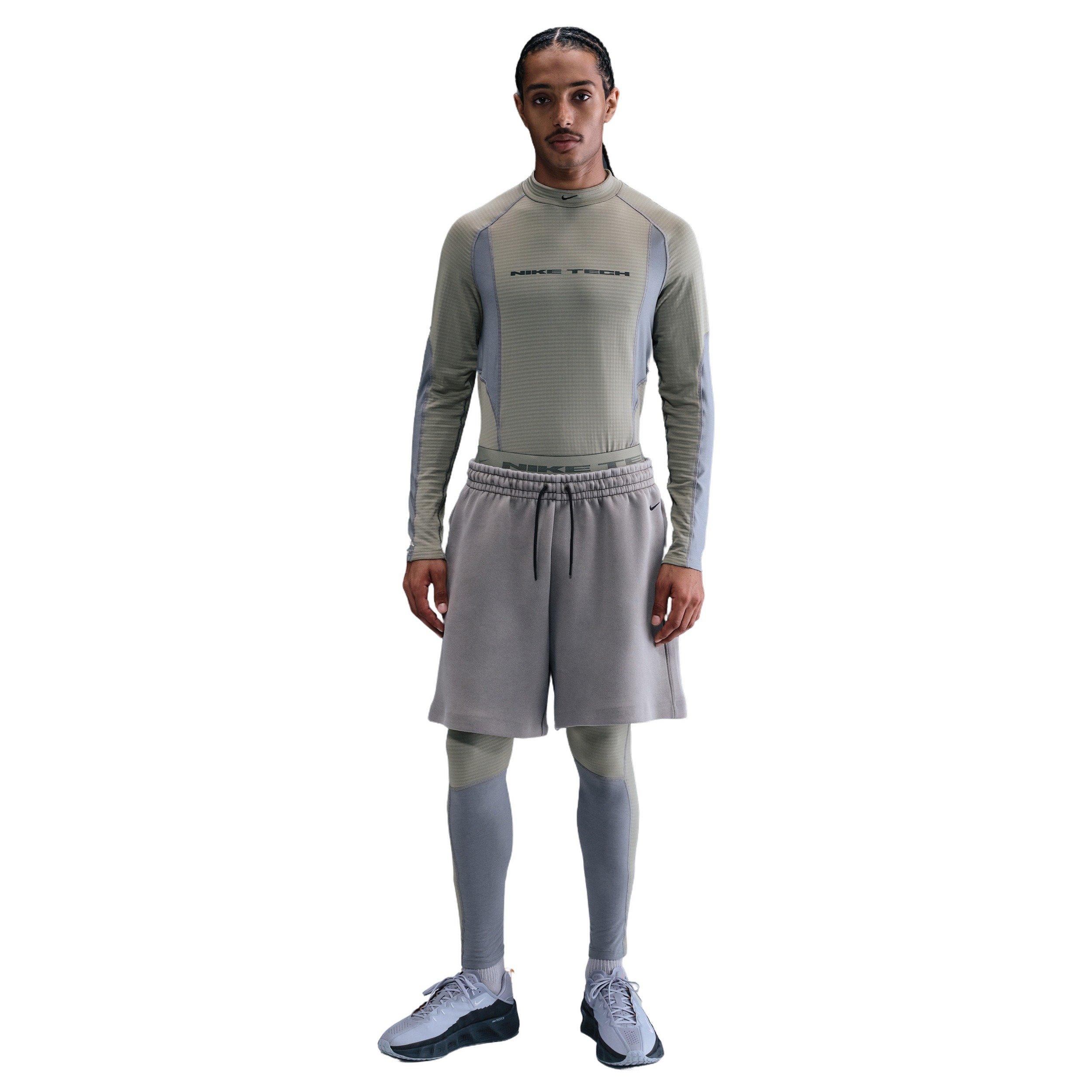 Nike Men's Tech Therma-FIT Base Layer Tights - GREEN/GREY Thumbnail View 6