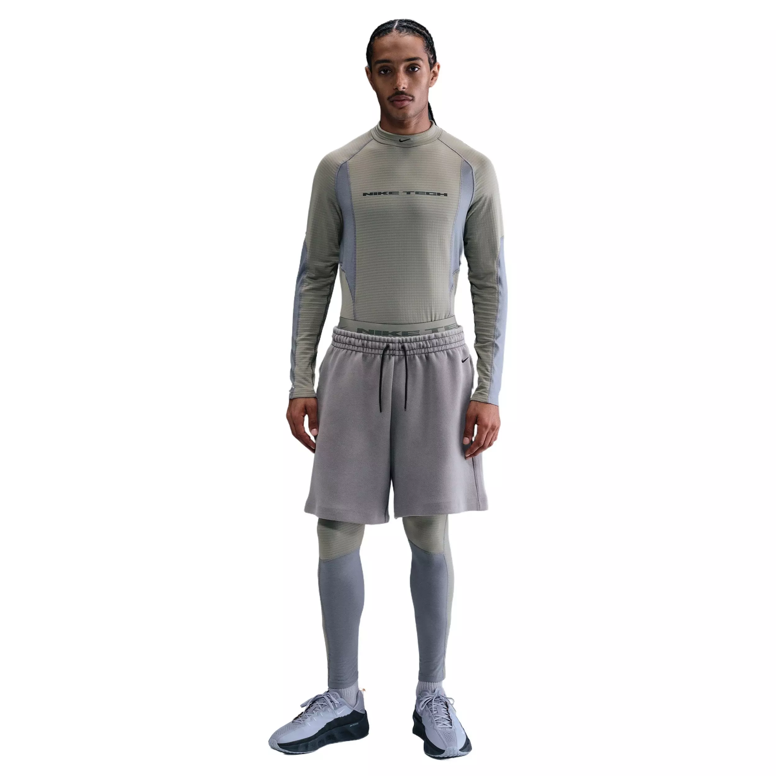 Nike Men's Tech Therma-FIT Base Layer Tights - GREEN/GREY