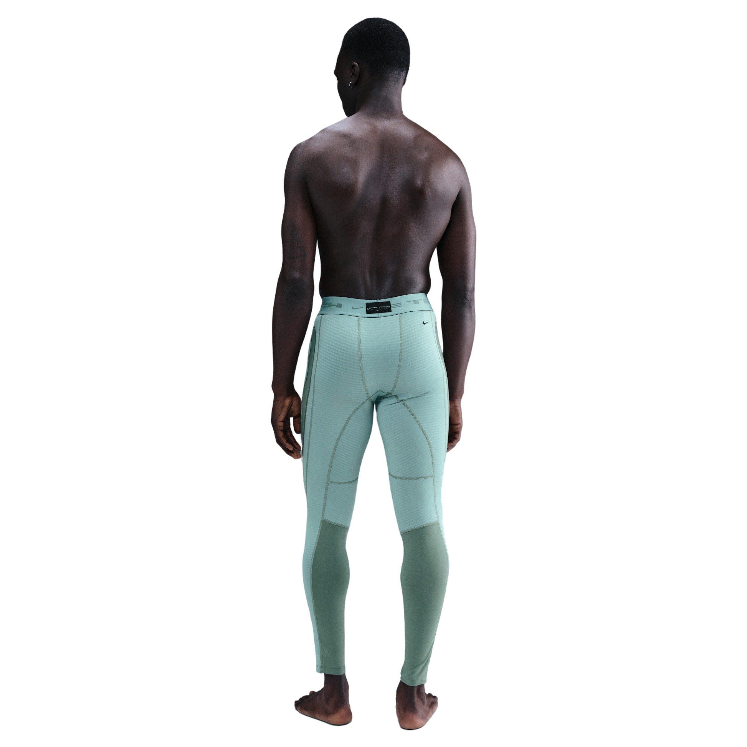 Nike Men's Tech Therma-FIT Base Layer Tights - GREEN Thumbnail View 2