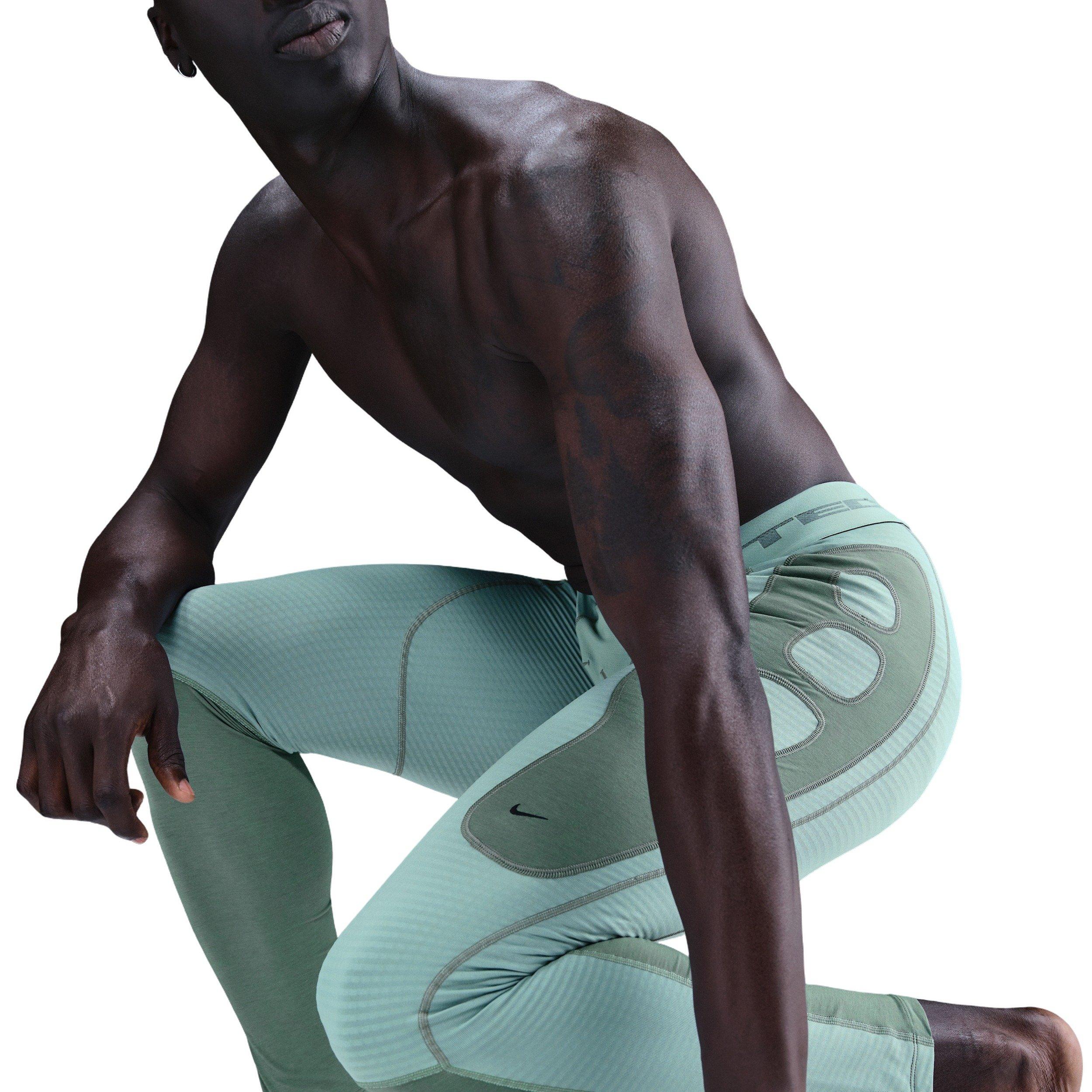 Nike Men's Tech Therma-FIT Base Layer Tights - GREEN Thumbnail View 4
